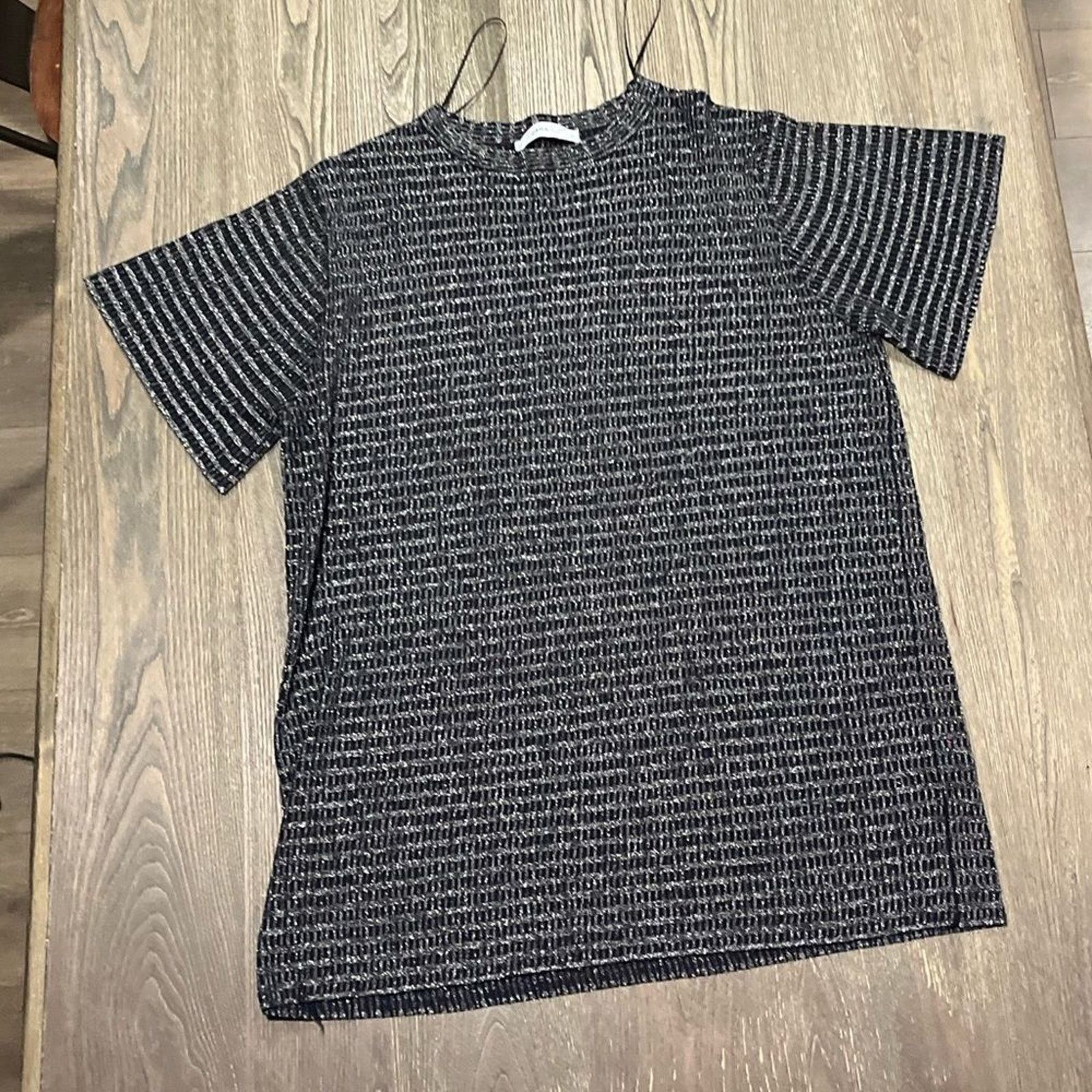 Zara Zara Knit Sweater Top Short Sleeve Metallic Crewneck Large Size L / US 10 / IT 46 - 1 Thumbnail