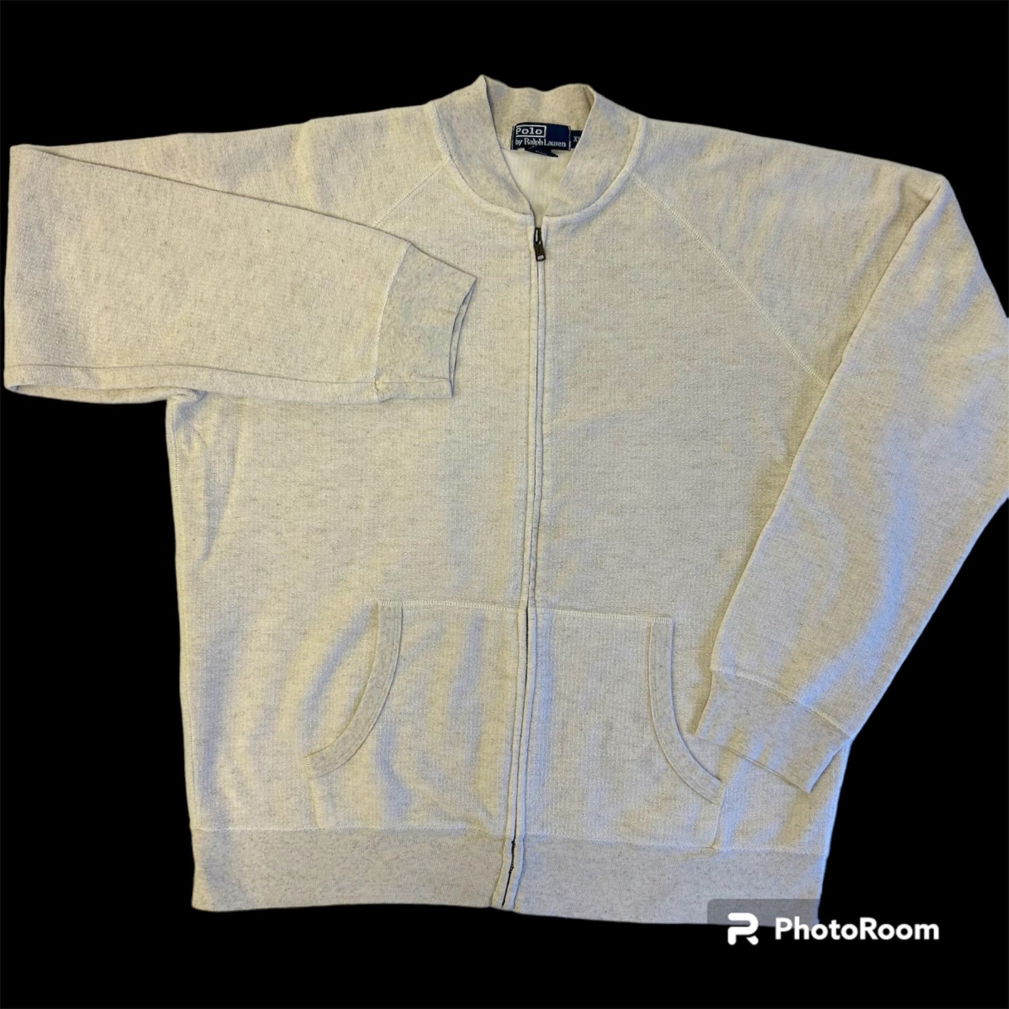 image of 90's Ralph Laurent Oatmeal Cardigan Polo Full Zip Cardigan XL in White, Men's