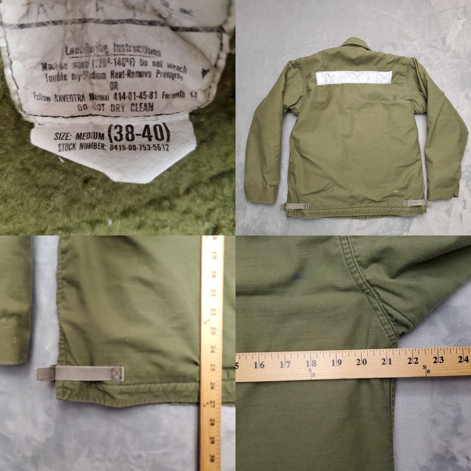 Vintage VINTAGE Military Jacket Mens M Green Navy Deck Jacket Solid Cotton Blend Button Zip 1970s USA - 70s M Mens Size US M / EU 48-50 / 2 - 8 Thumbnail
