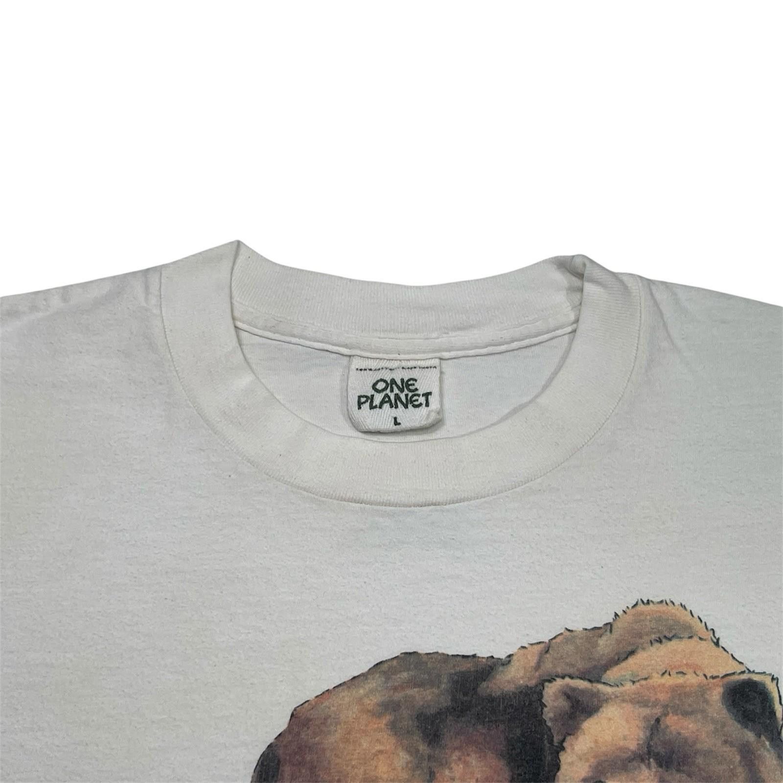 Vintage 1990s One Planet Brown Bear Wolf White Nature Graphic Tee L Size US L / EU 52-54 / 3 - 3 Thumbnail