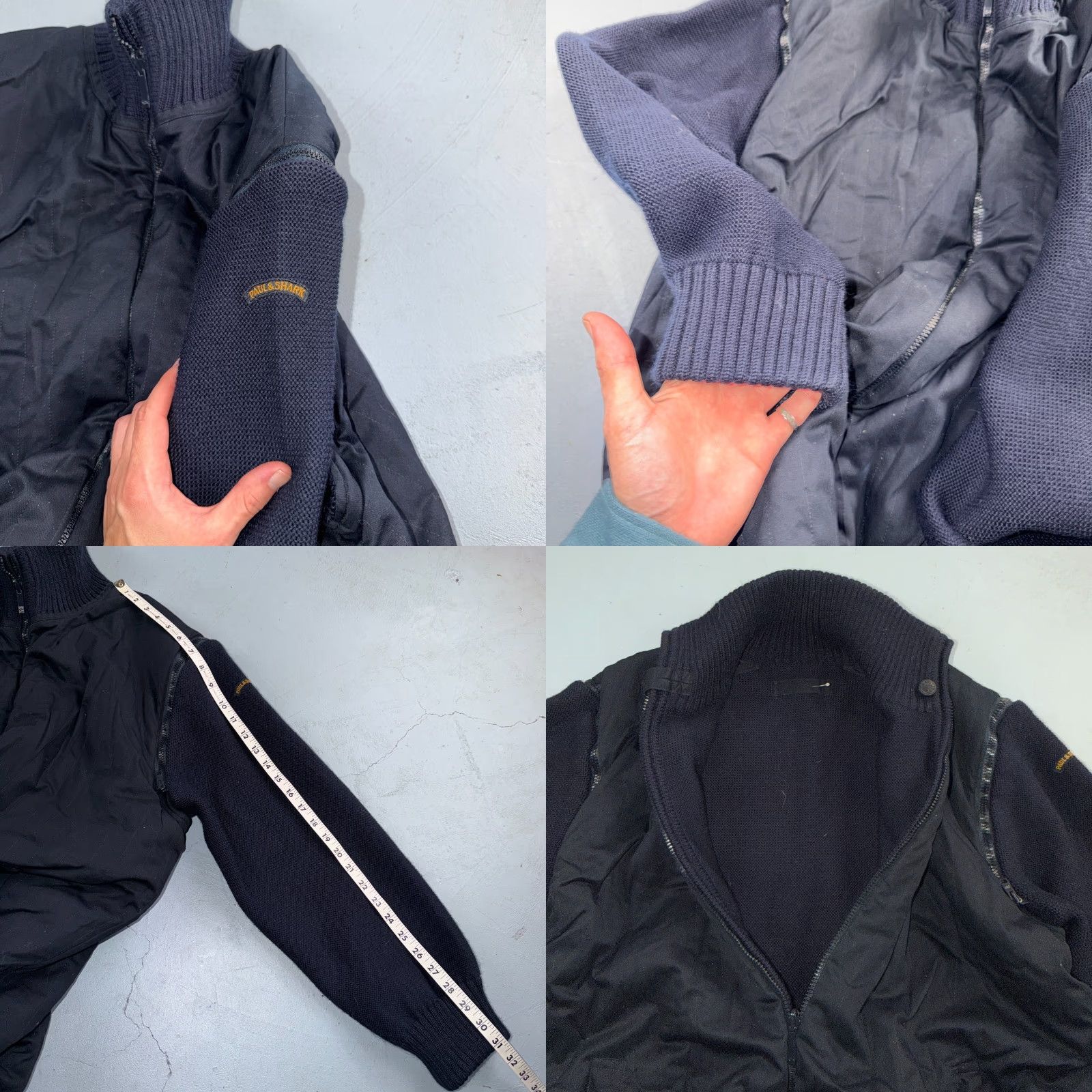 Paul & Shark VINTAGE Paul & Shark Yachting Jacket Wool Bomber Full Zip Removable Sleeves XL Blue Mens Italy Heavy Knit Wool Revesible/Bomber Style 90s Size US XL / EU 56 / 4 - 8 Thumbnail
