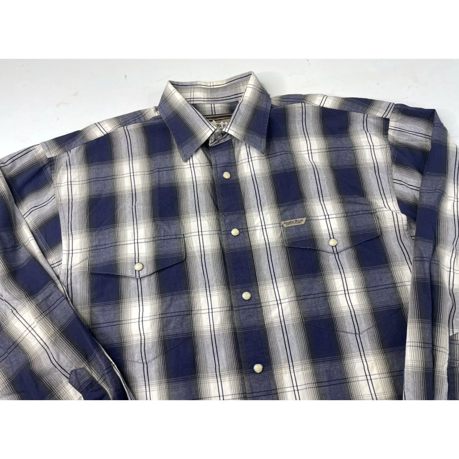 Vintage Powder River Button Up Shirt Men M Blue Plaid Long Sleeve Button-Up Casual Workwear Western Classic Size US M / EU 48-50 / 2 - 2 Thumbnail