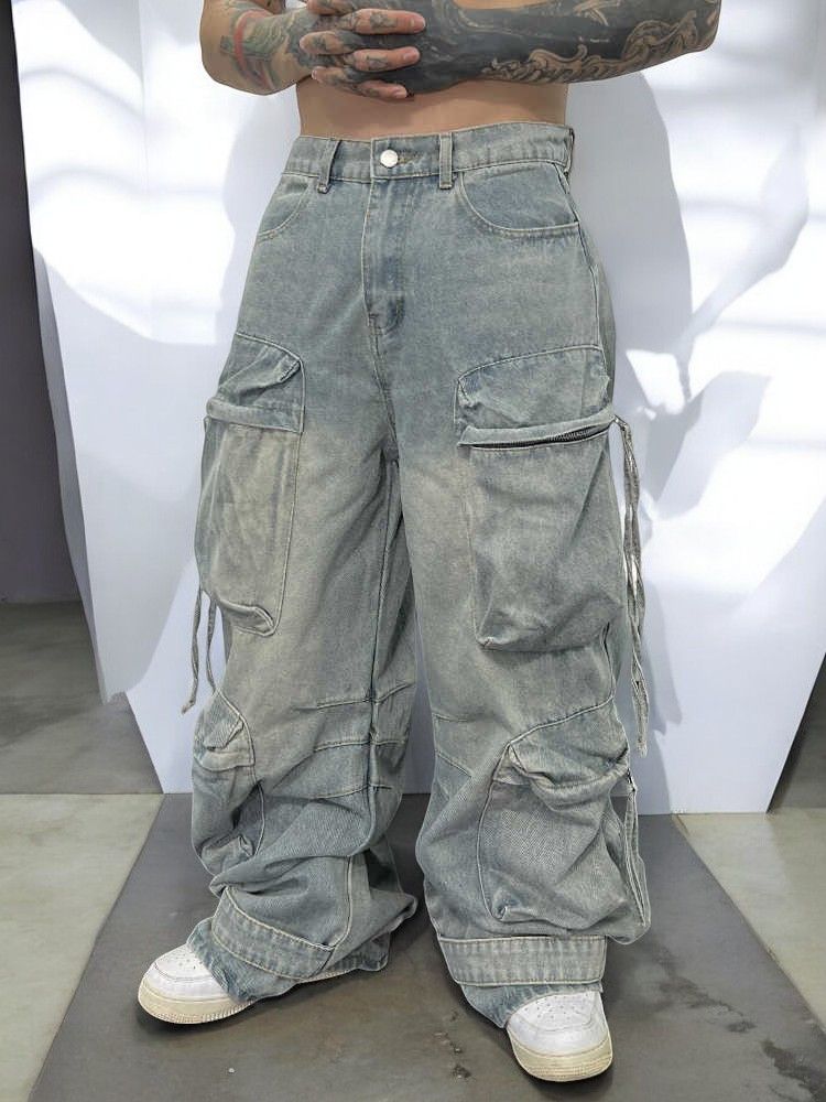 Jean × Streetwear Baggy Cargo Denim Jeans, Oversized Jeans