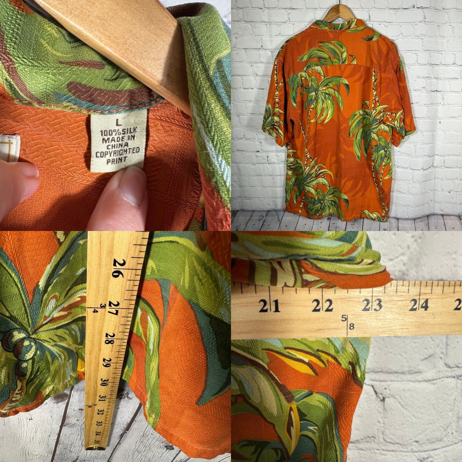 Tommy Bahama Tommy Bahama Camp Shirt Mens Orange Silk Palm Tree Tropical Large T31443 Size US L / EU 52-54 / 3 - 8 Thumbnail