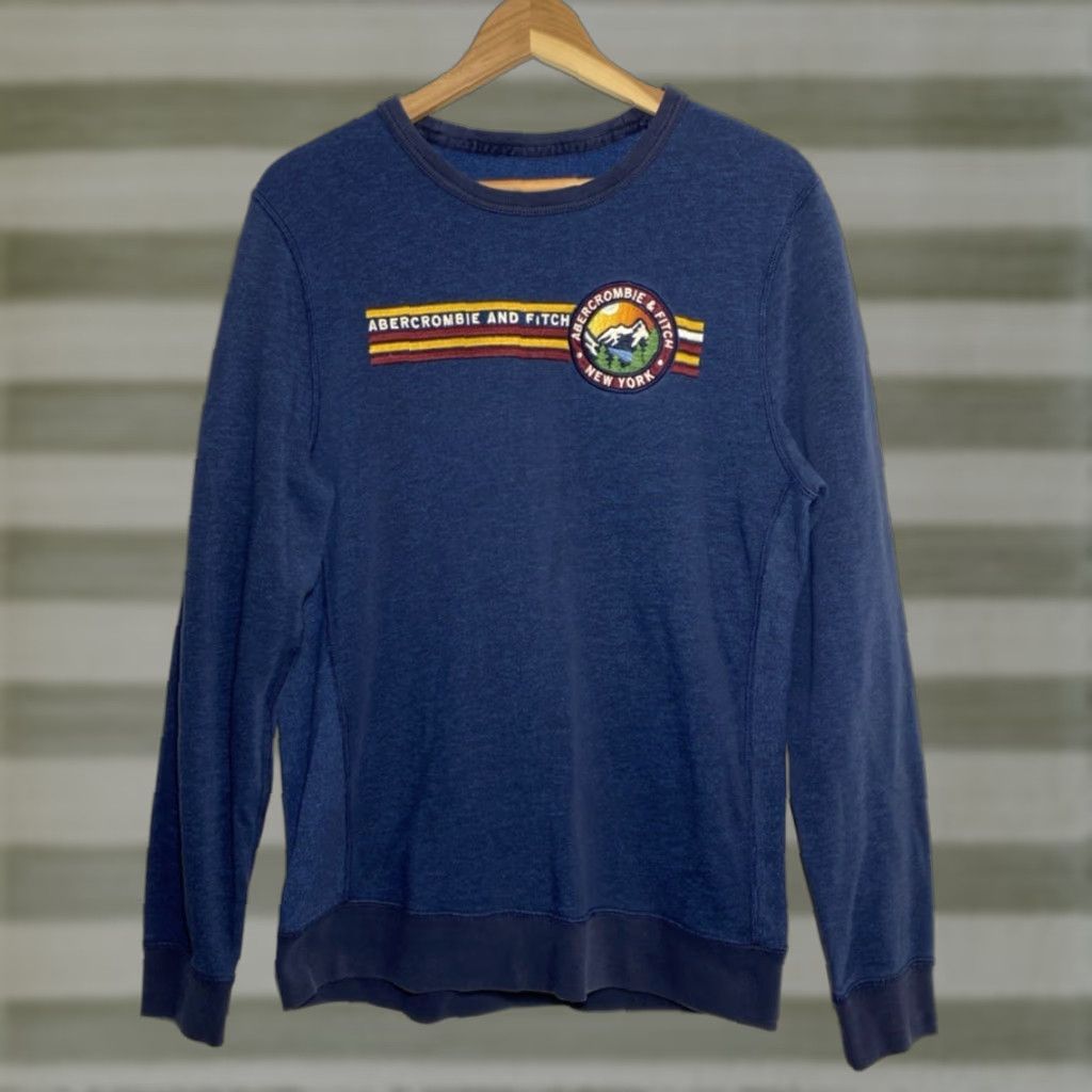 Abercrombie & Fitch Abercrombie & Fitch Men's New York Crewneck Sweatshirt Embroidered Sz M Blue Crewneck Pullover Casual Size US M / EU 48-50 / 2 - 1 Thumbnail
