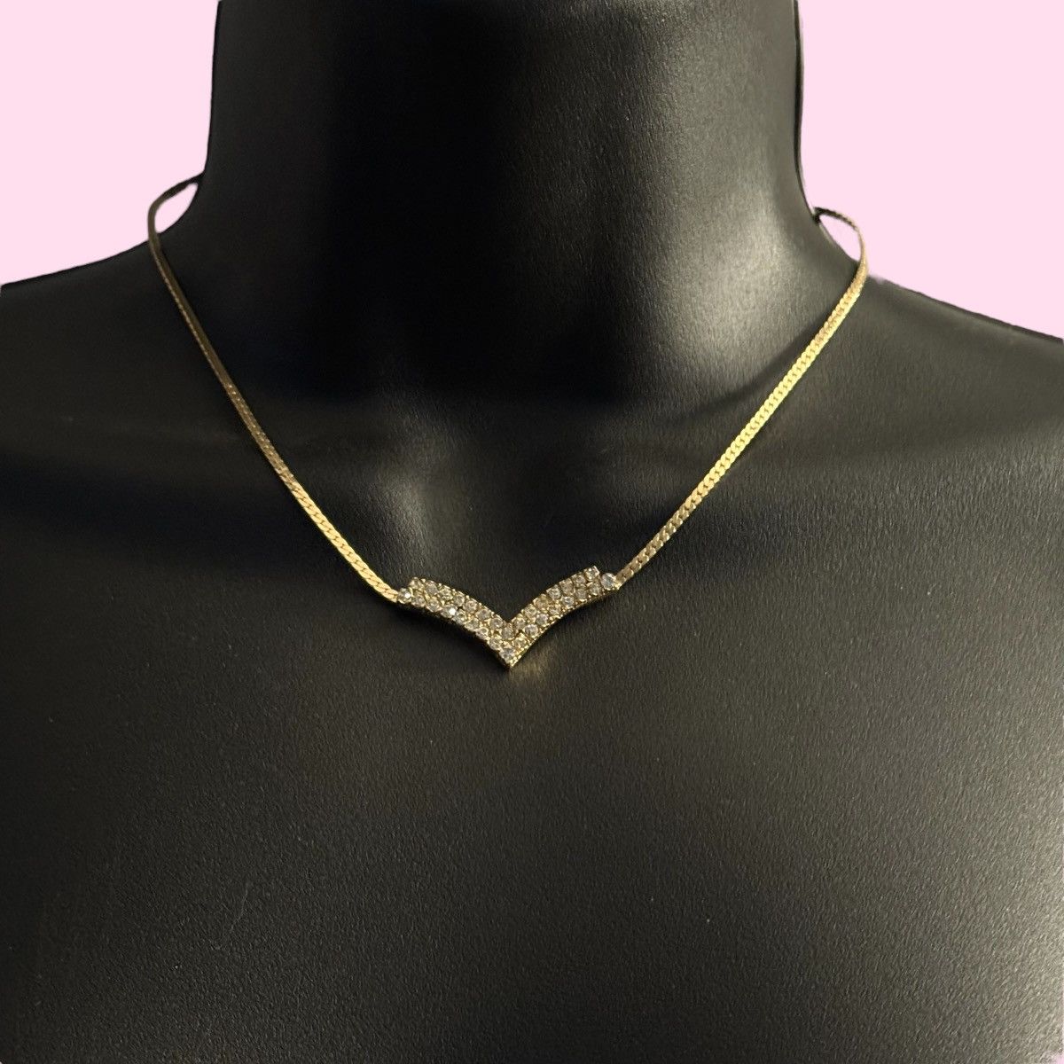 Vintage Vintage gold tone rhinestone chevron necklace Size ONE SIZE - 1 Thumbnail