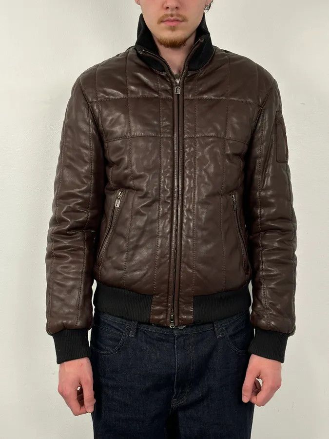Gianfranco Ferre FW2008 Gianfranco Ferré Brown Quilted Bomber Leather Jacket Size US M / EU 48-50 / 2 - 2 Thumbnail