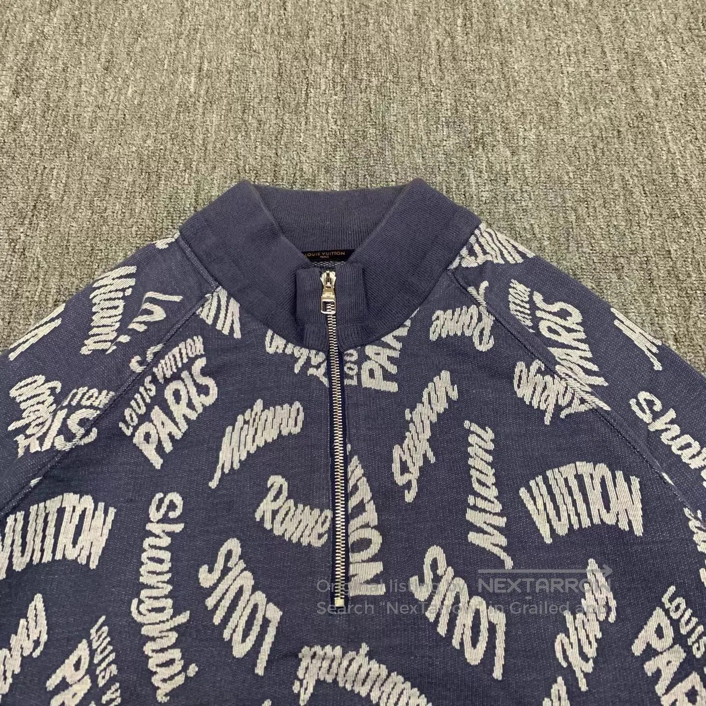 Louis Vuitton Blue Graphic Print Half-Zip Sweatshirt XXL. Size US XXL / EU 58 / 5 - 9 Thumbnail