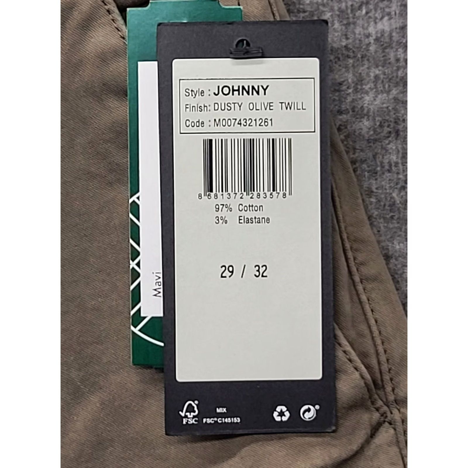 Mavi Mavi Pants Mens 29x32 Johnny Slim Fit Tapered Leg Stretch Preppy Twill Green Size US 29 - 2 Thumbnail