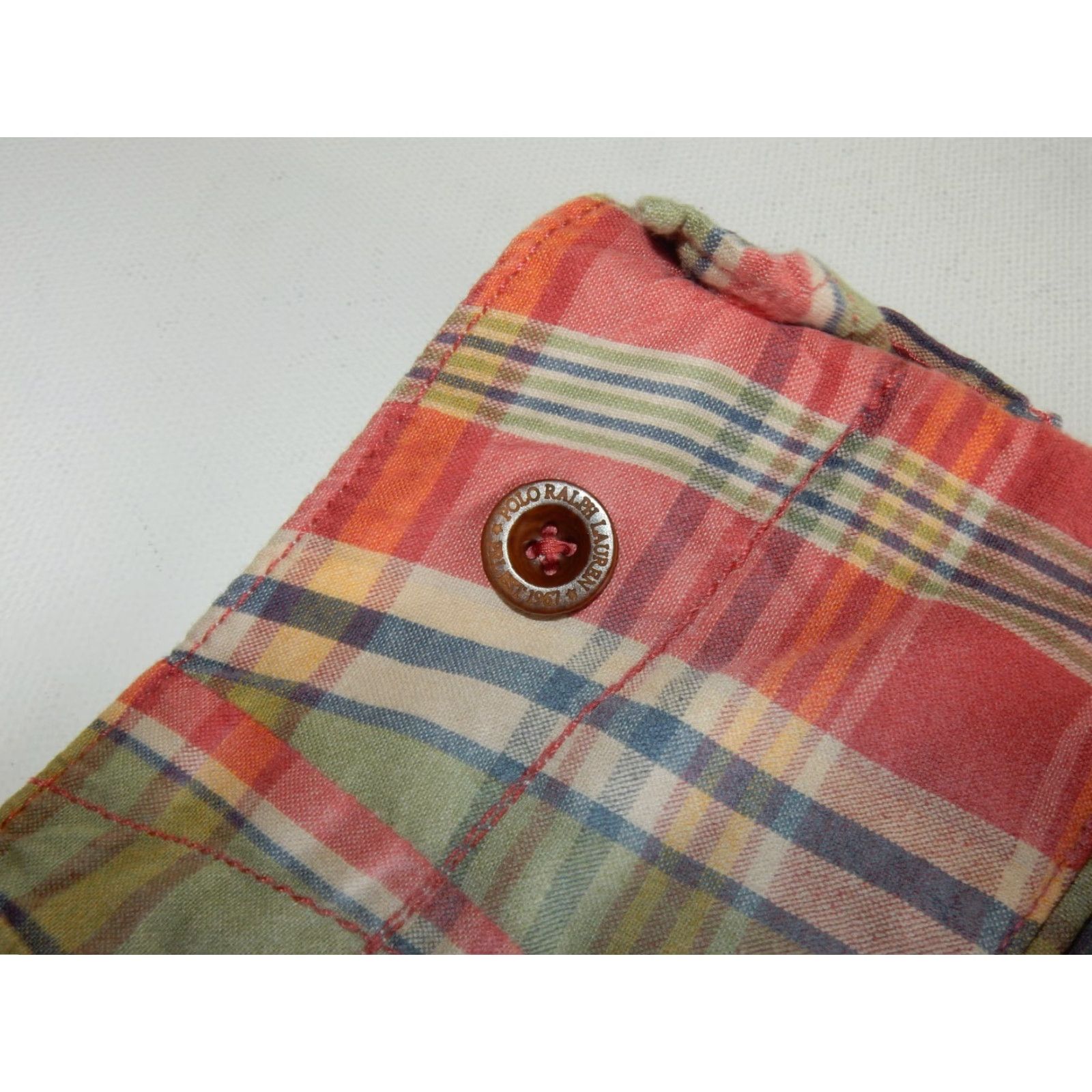Polo Ralph Lauren VINTAGE Polo Ralph Lauren Men's Shorts Size 40 Cotton Plaid Chino Flat Front 90s Orange Size US L / EU 52-54 / 3 - 3 Thumbnail