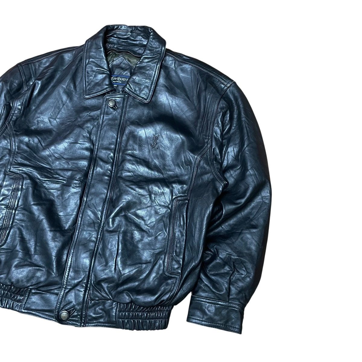 Yves Saint Laurent Vintage YSL Yves Saint Laurent Leather Bomber Jacket Size US M / EU 48-50 / 2 - 3 Thumbnail