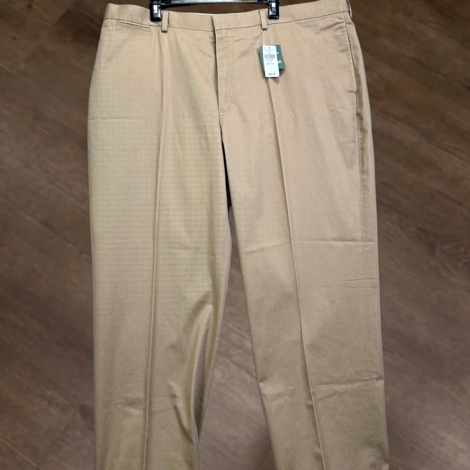Vintage L.L. Bean Pants Mens 44 Tan Dress Chinos Natural Fit Flat Front Flap Pockets NEW Mens 44 Tan Chinos Flat Front Size US 44 / EU 60 - 1 Thumbnail