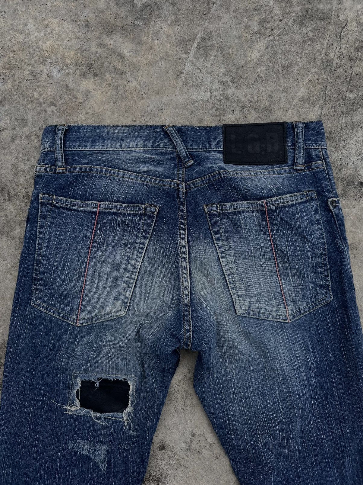 Le Grande Bleu (L.G.B.) 2000s Rare L.G.B. Leather Patch Cross Denim Size US 32 / EU 48 - 10 Thumbnail