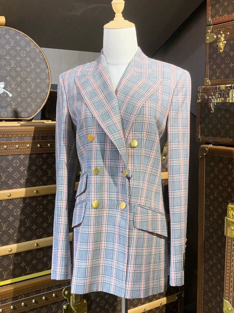 Gucci Gucci Double Breasted Checked Blazer Size US M / EU 48-50 / 2 - 1 Thumbnail