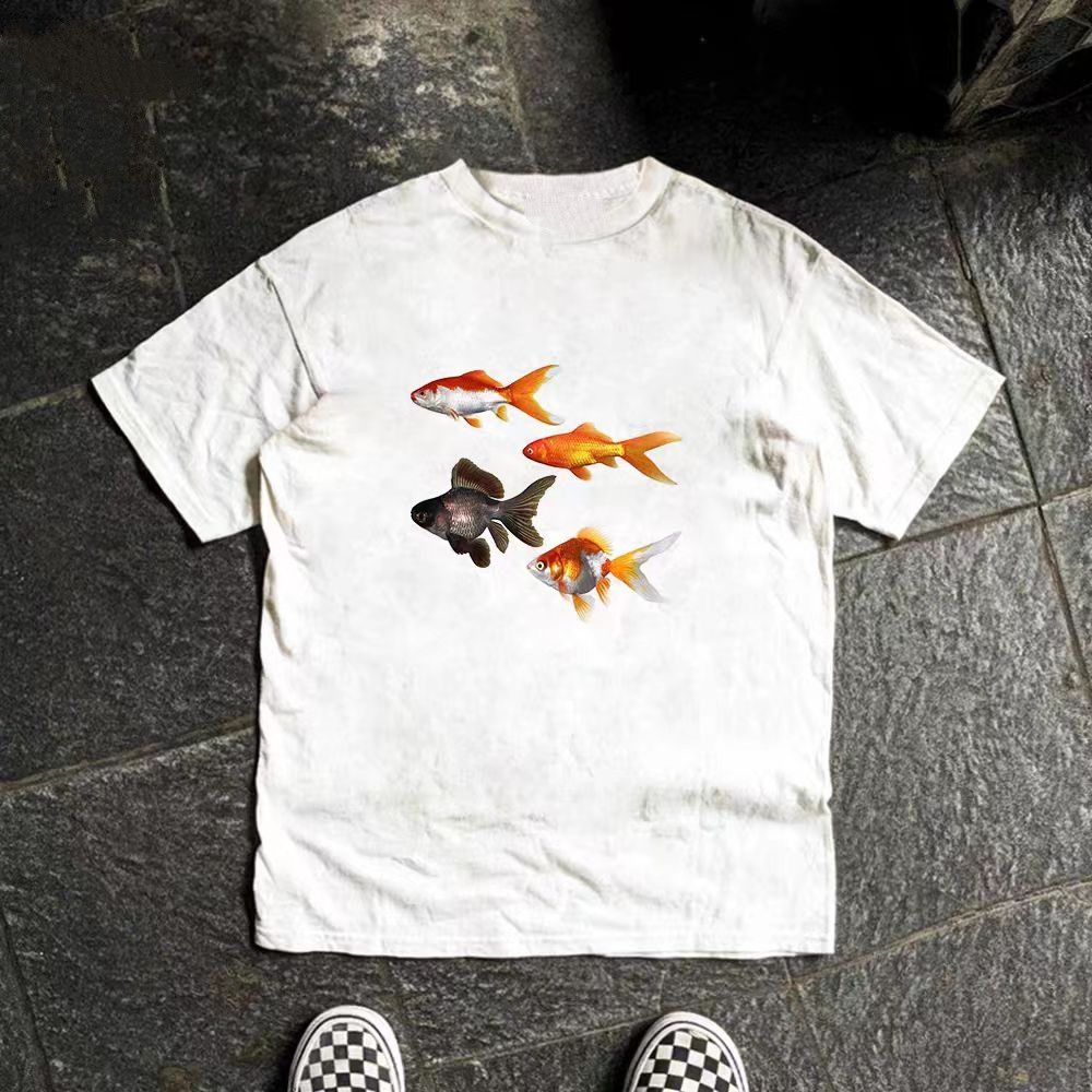 Vintage White washed retro goldfish print t-shirt Size US M / EU 48-50 / 2 - 1 Thumbnail
