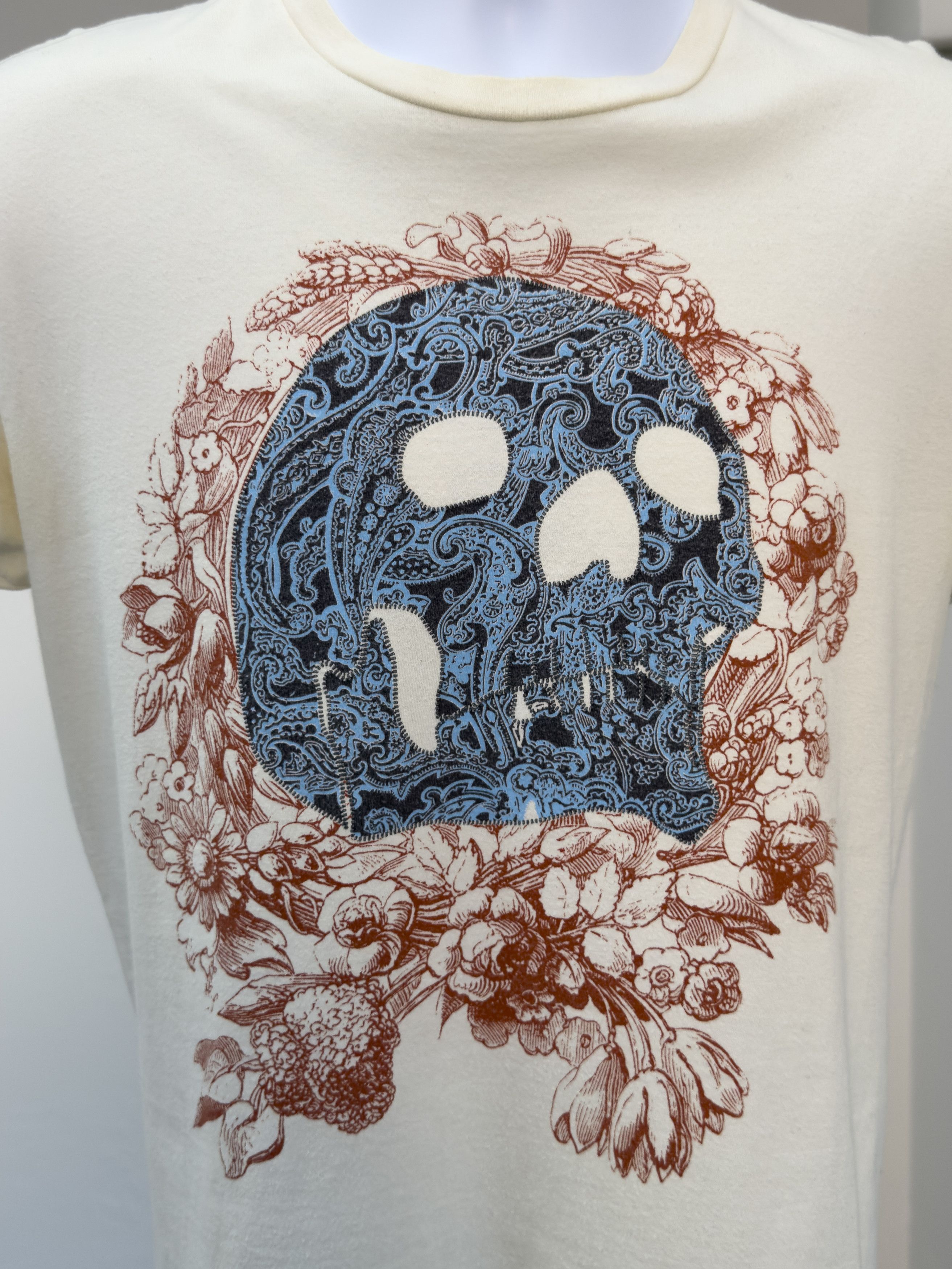 Other Vintage Skull Floral Graphic T-Shirt Cream Paisley Skull Tee Size US M / EU 48-50 / 2 - 2 Thumbnail