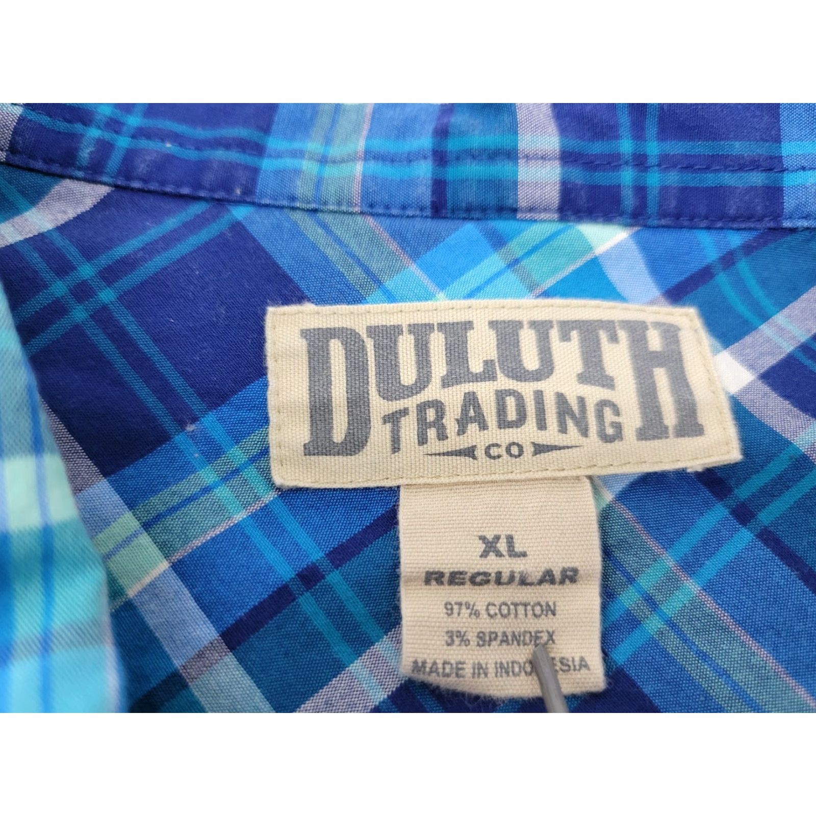 Duluth Trading Company Duluth XL Blue Plaid Shirt Long Sleeve Cotton Blend Button-Up Shirt Men Size US XL / EU 56 / 4 - 7 Thumbnail