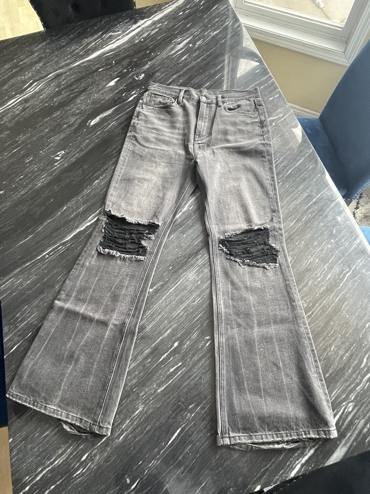 Bootcut distressed denim