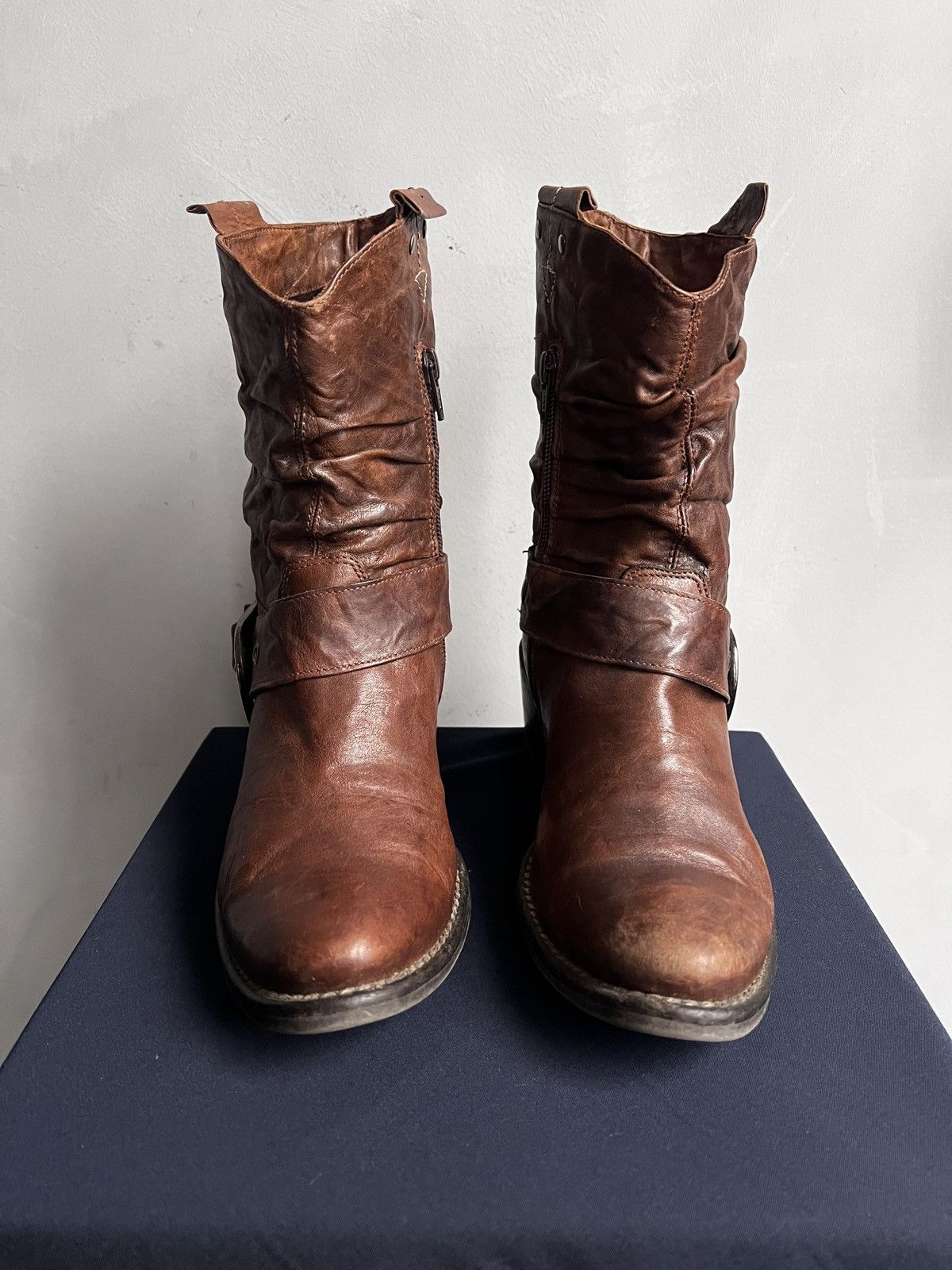 Western Rise Rare Avant garde guidi style leather moto boots 90s Size US 6 / EU 39 - 2 Thumbnail