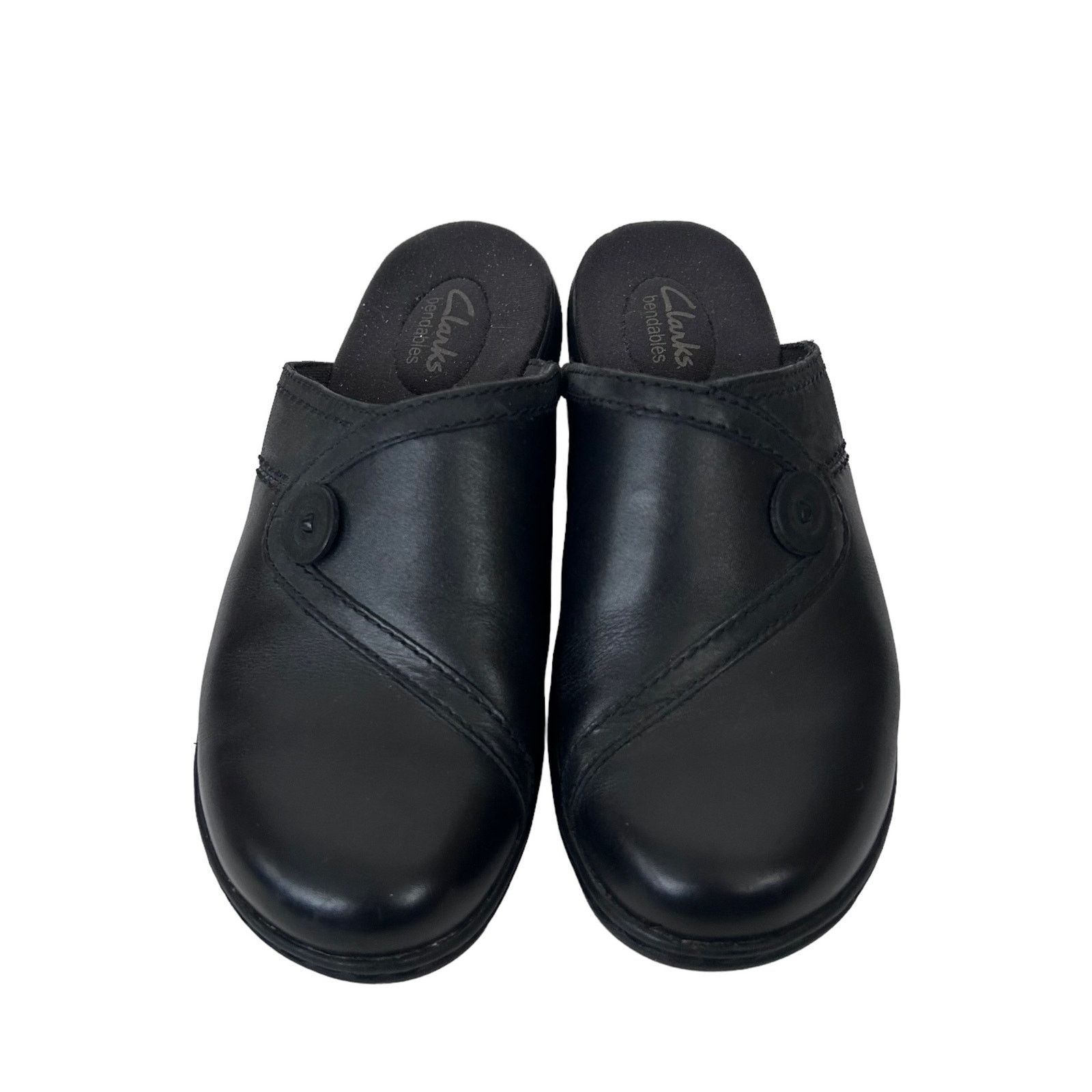 Clarks Clarks Bendables Black Leather Slip On Clogs Sz 6.5 Size US 6.5 / IT 36.5 - 3 Thumbnail