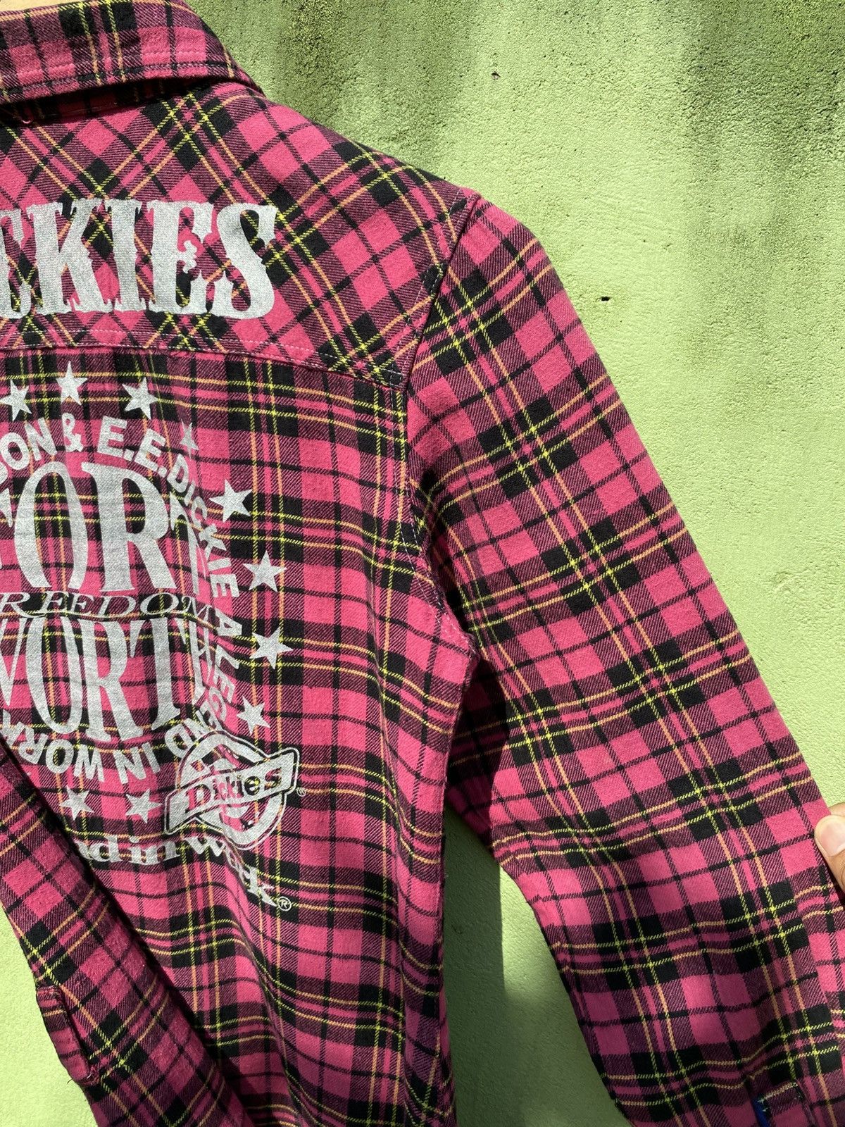 Dickies Dickies Pink Plaid Grunge Flannel Shirt Vintage Workwear Size ONE SIZE - 15 Thumbnail