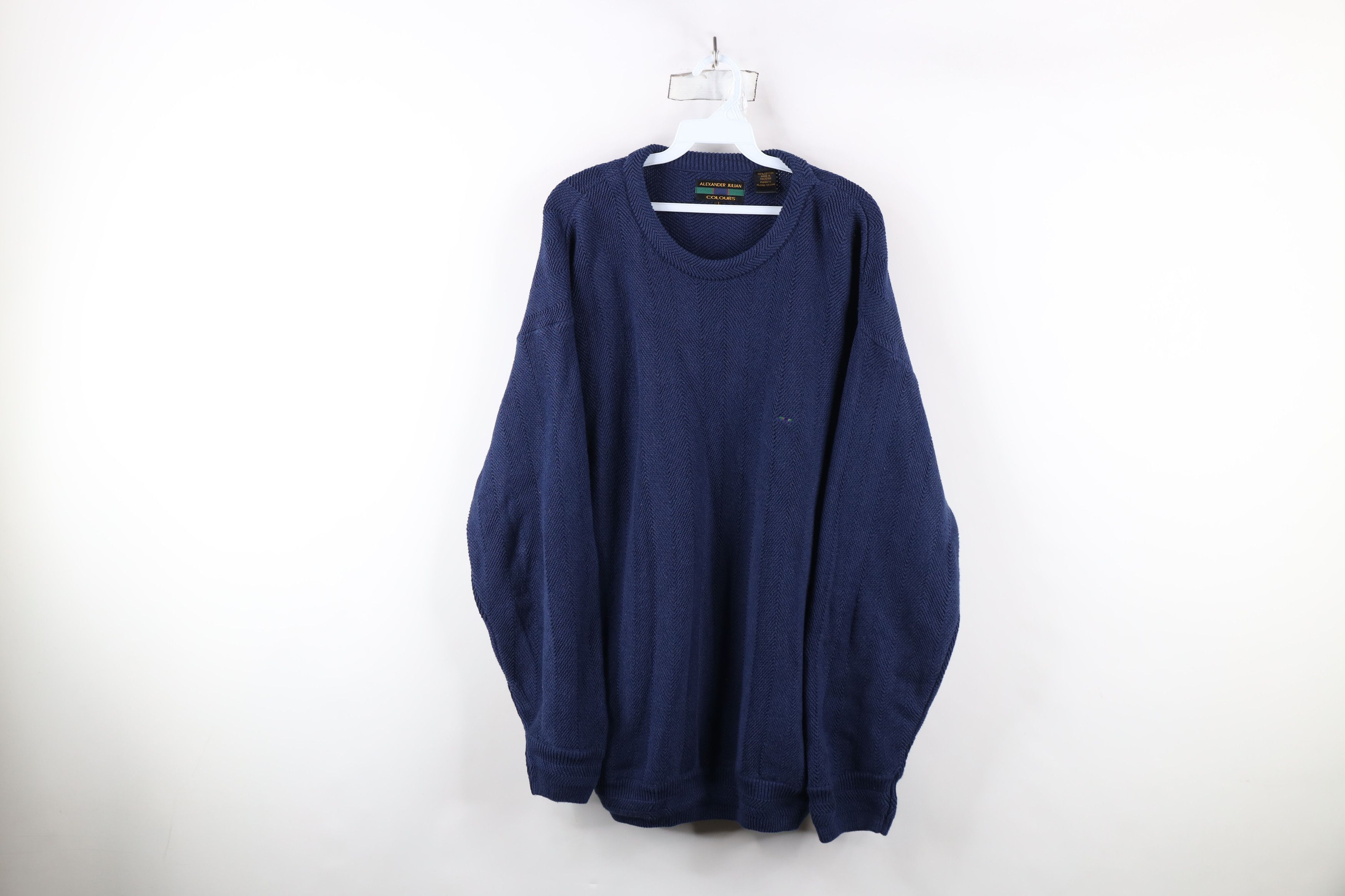Vintage Vintage 90s Streetwear Fit Herringbone Knit Crewneck Sweater Size US L / EU 52-54 / 3 - 1 Thumbnail