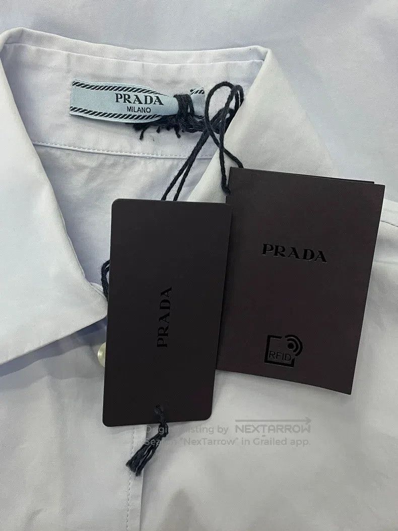 Prada Prada Blue neckline triangle logo shirt Size XS / US 0-2 / IT 36-38 - 3 Thumbnail