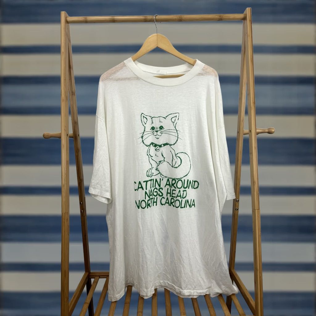 Vintage VTG Artex Cat T-Shirt Men 5XL White Burnout Distressed Worn Workwear Paper Thin 32x35 5XL Mens Size US XXL / EU 58 / 5 - 1 Thumbnail