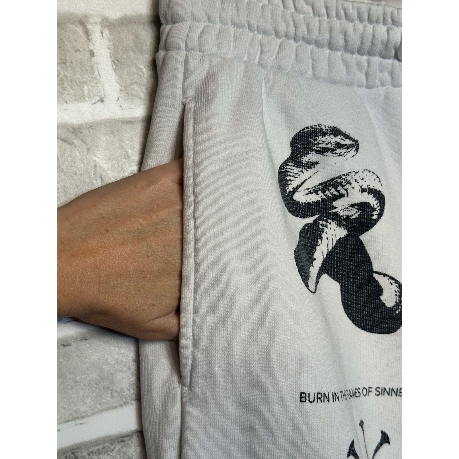 Other IHS Manifesto Graphic White Track Pants S Joggers Cotton Size US 26 / EU 42 - 8 Thumbnail