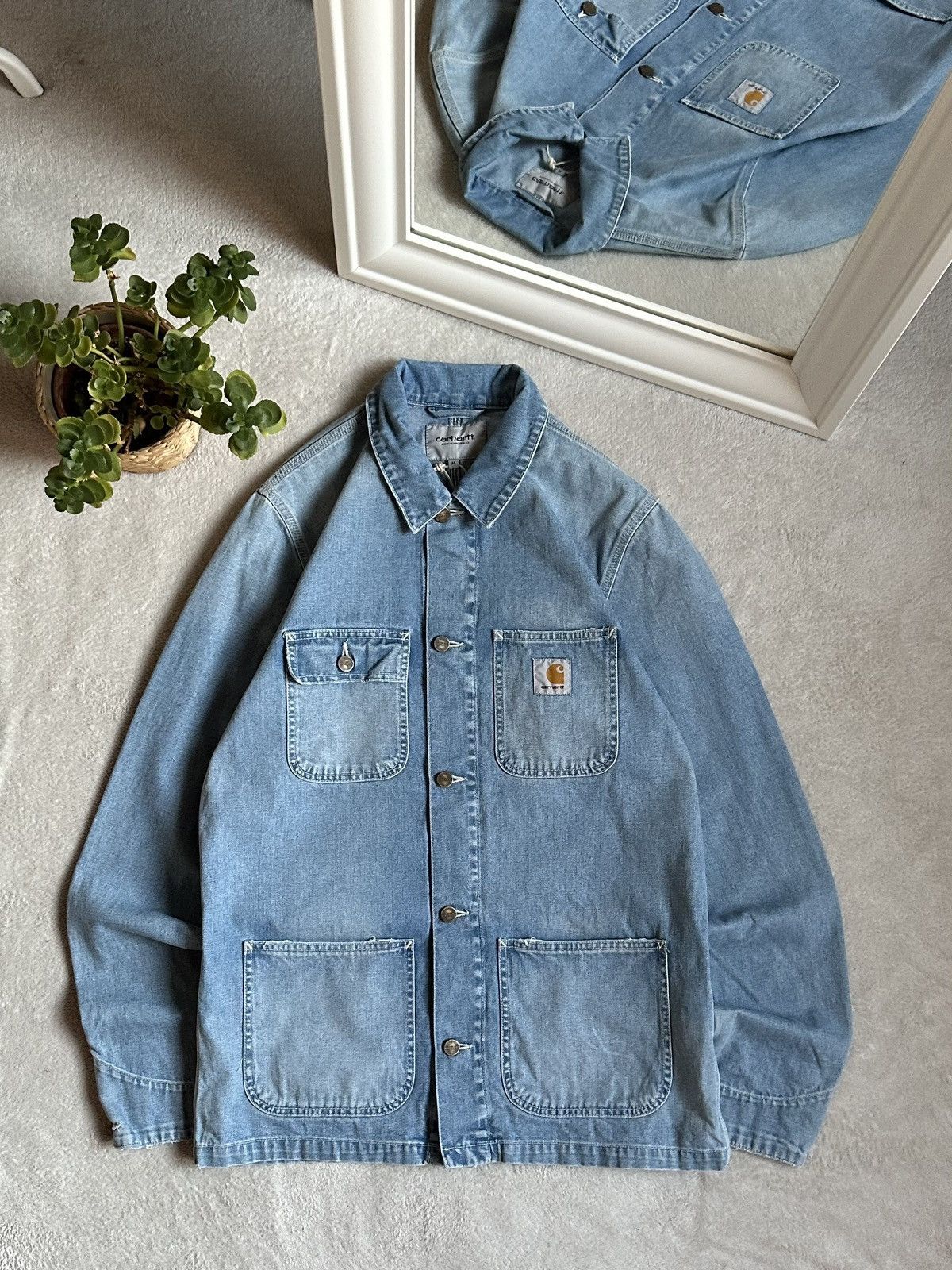 Carhartt Carhartt Denim Box Logo Michigan Chore Retro Jacket | Grailed