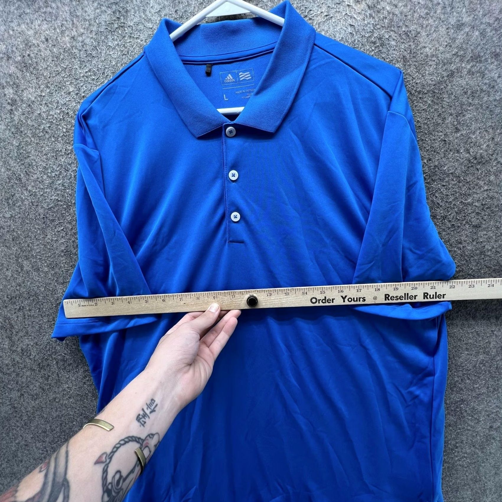 Adidas Adidas Golf Polo Shirt Mens L Blue Solid Performance Short Sleeve Stretch Shirt Size US L / EU 52-54 / 3 - 4 Thumbnail