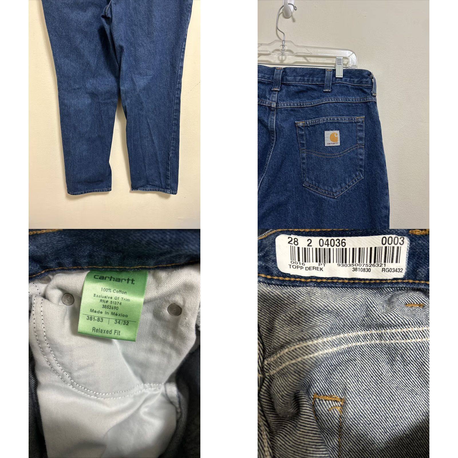 Carhartt VINTAGE Carhartt Jeans 34x32 Mens Blue Denim 100% Cotton Relaxed Fit Workwear 381-83 Size US 34 / EU 50 - 8 Thumbnail