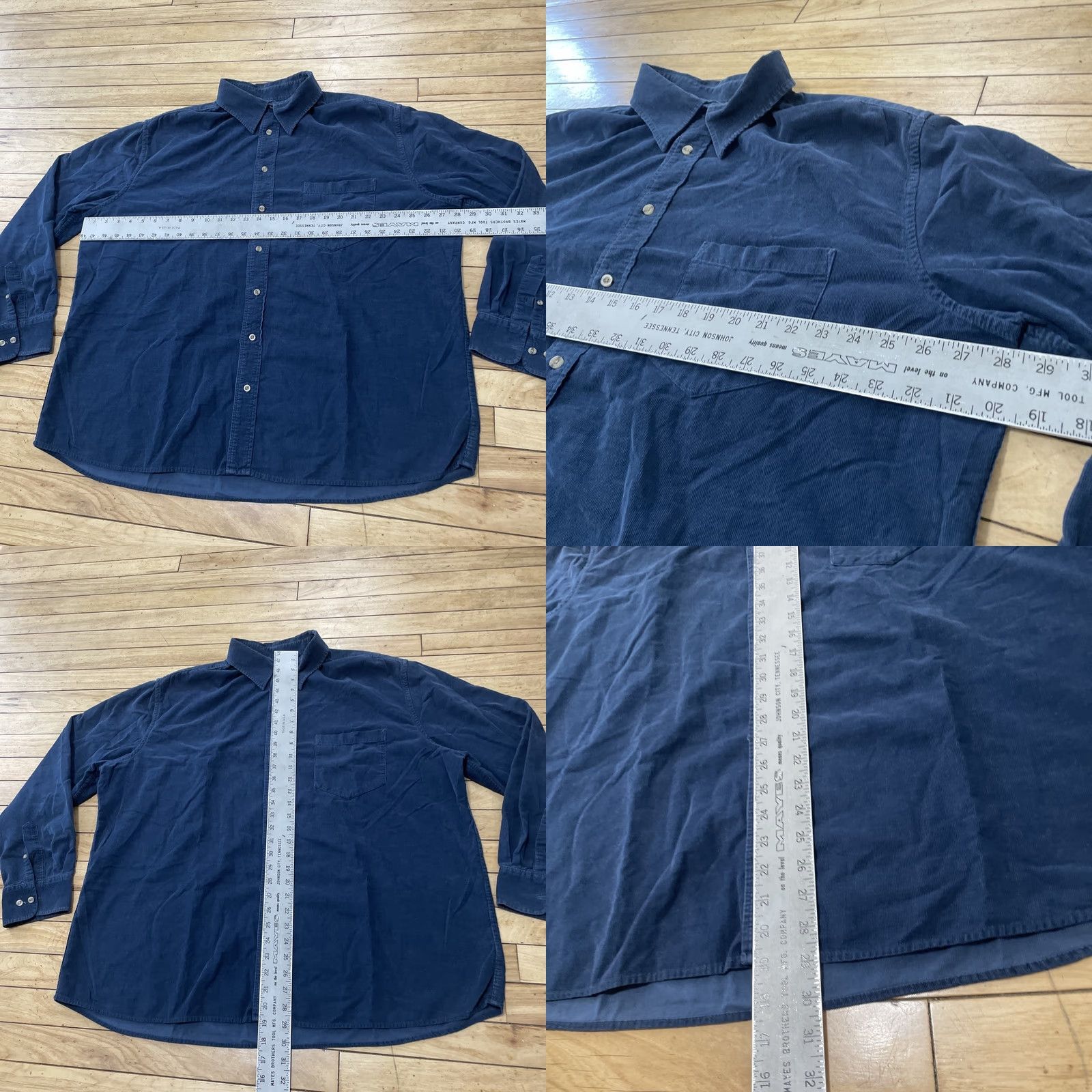 Merona VINTAGE Merona Corduroy Shirt Men 2XL Blue Solid Button-Down Long Sleeve Lightweight Fall Layer Size US XXL / EU 58 / 5 - 8 Thumbnail