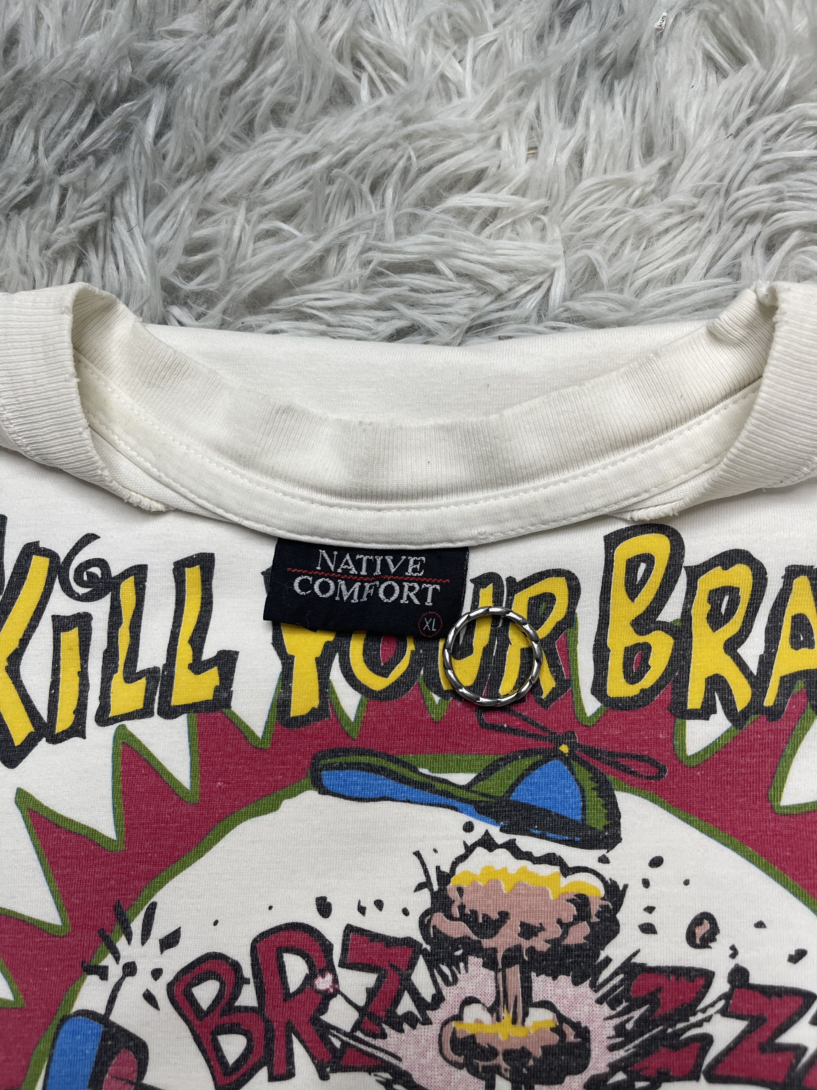 Vintage KILL YOUR BRAIN USE A HANDY Vintage Cartoon Tees Size US XL / EU 56 / 4 - 4 Thumbnail