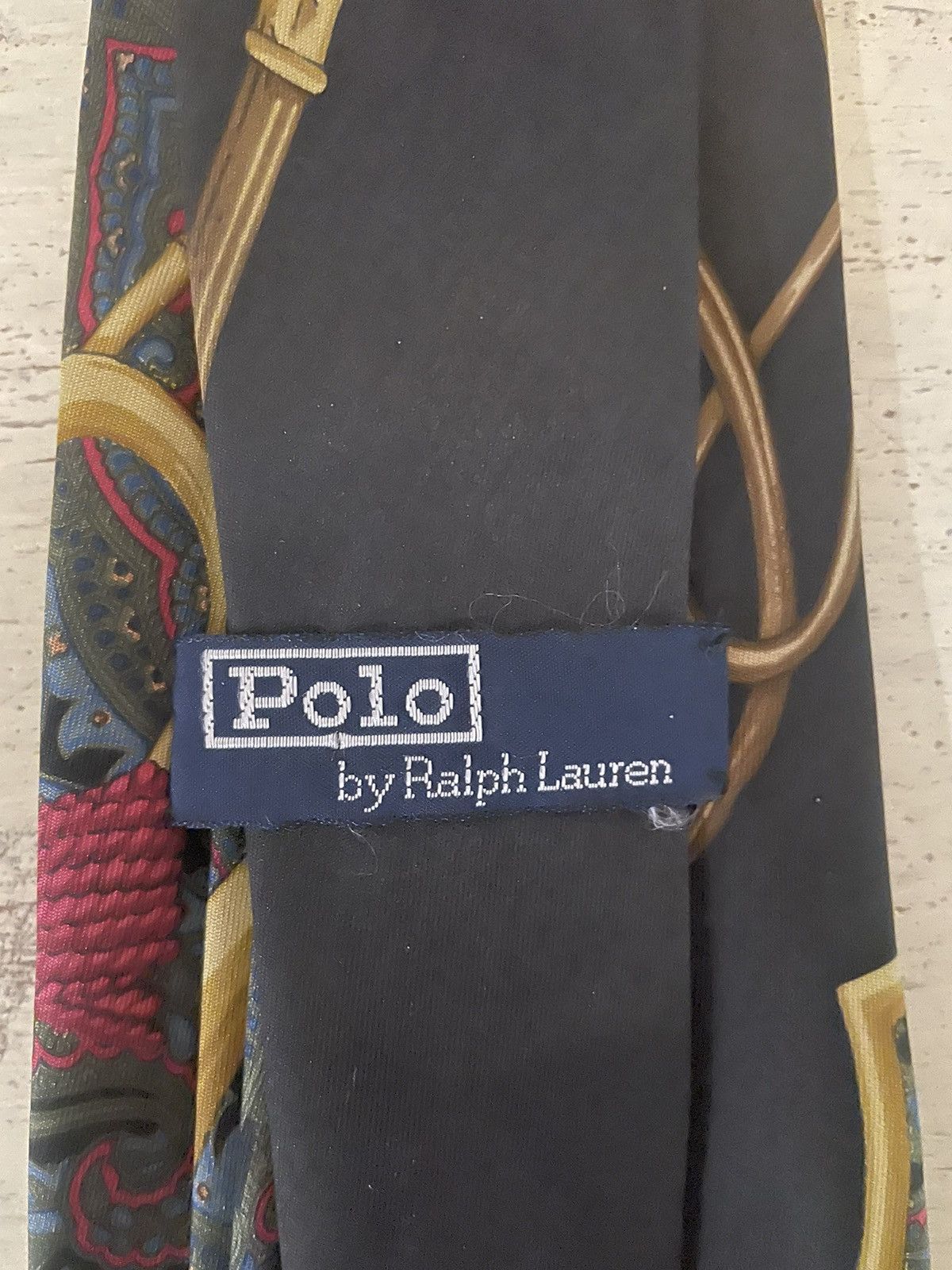 Polo Ralph Lauren × Vintage Rare Paisley-Polo Player Print Silk Tie Size ONE SIZE - 7 Thumbnail