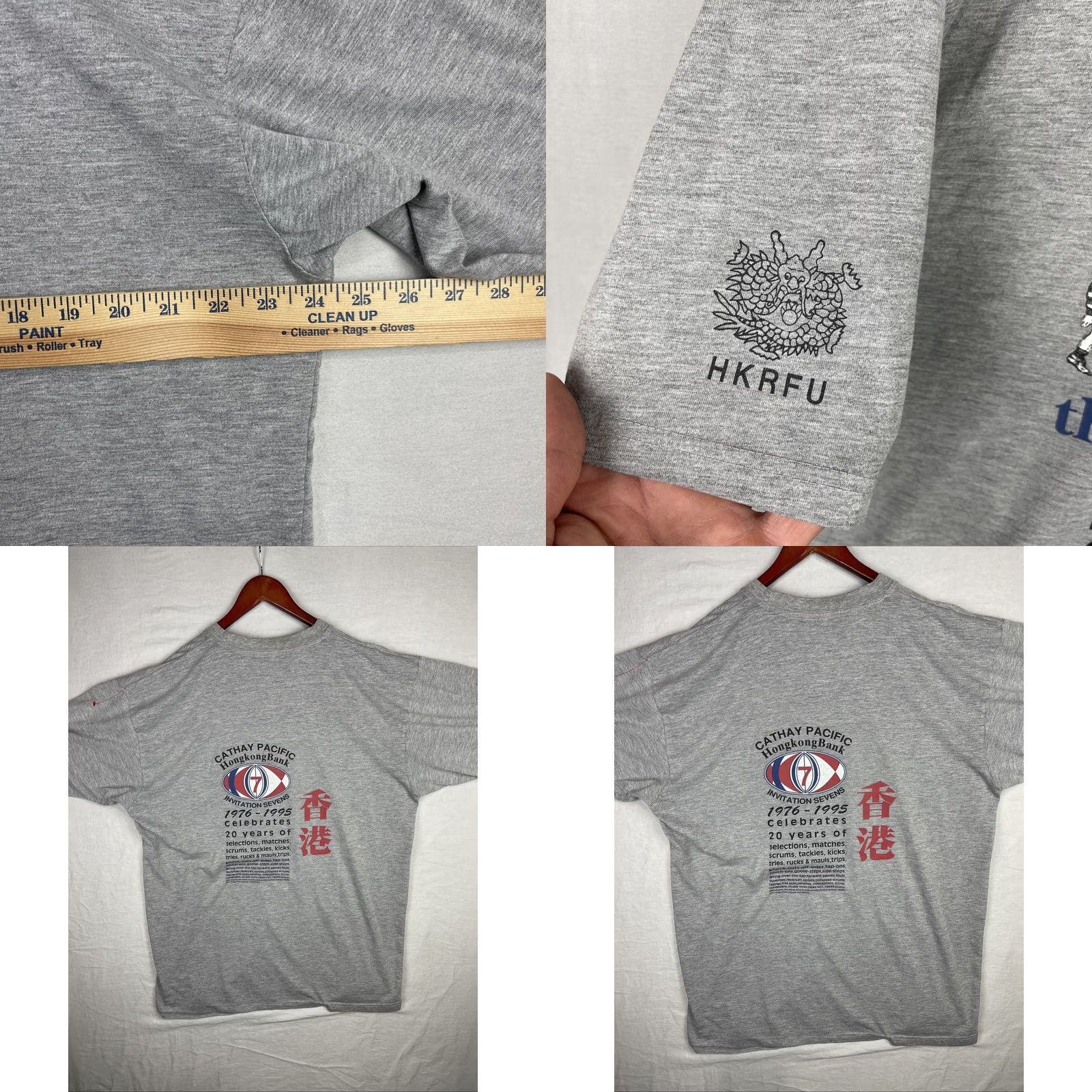 Reebok VINTAGE Reebok Hong Kong Sevens Shirt Mens 2XL Gray Rugby 90s Sports Tournament Size US XXL / EU 58 / 5 - 9 Thumbnail