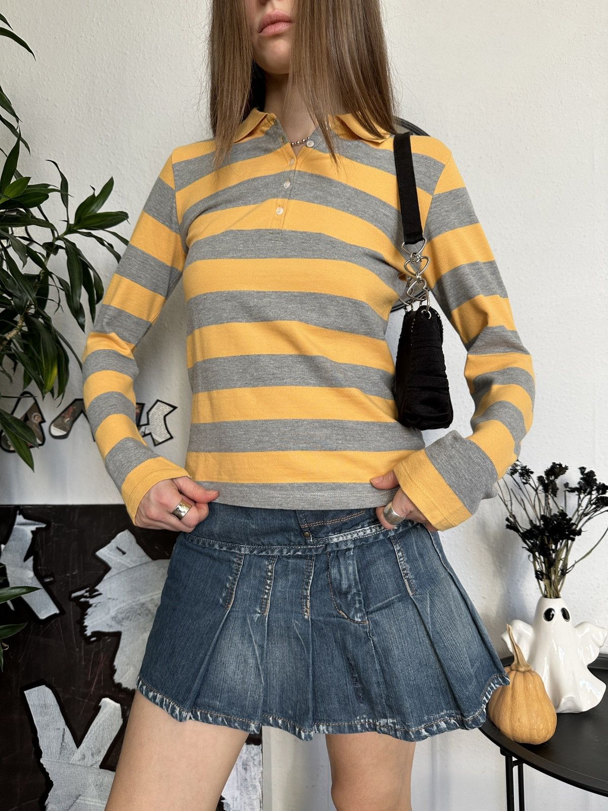 Japanese Brand × Vintage Preppy Cute Skinny Stripes Polo T-shirt 90s Size S / US 4 / IT 40 - 7 Thumbnail