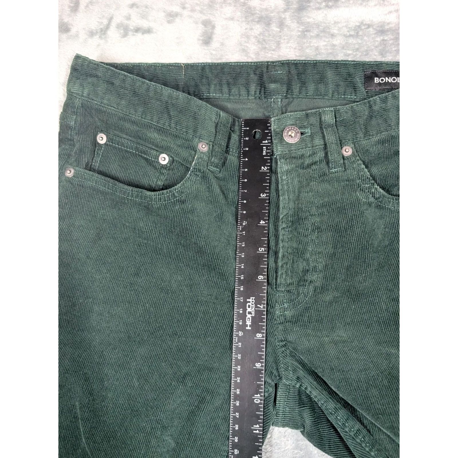 Bonobos Bonobos Corduroy Pants Mens 31x30 Green Stretch 5 Pocket Slim Chino Straight Front Zipper Fly 5-Pocket Denim-Style Casual Slim Fit Mens Size US 31 - 3 Thumbnail