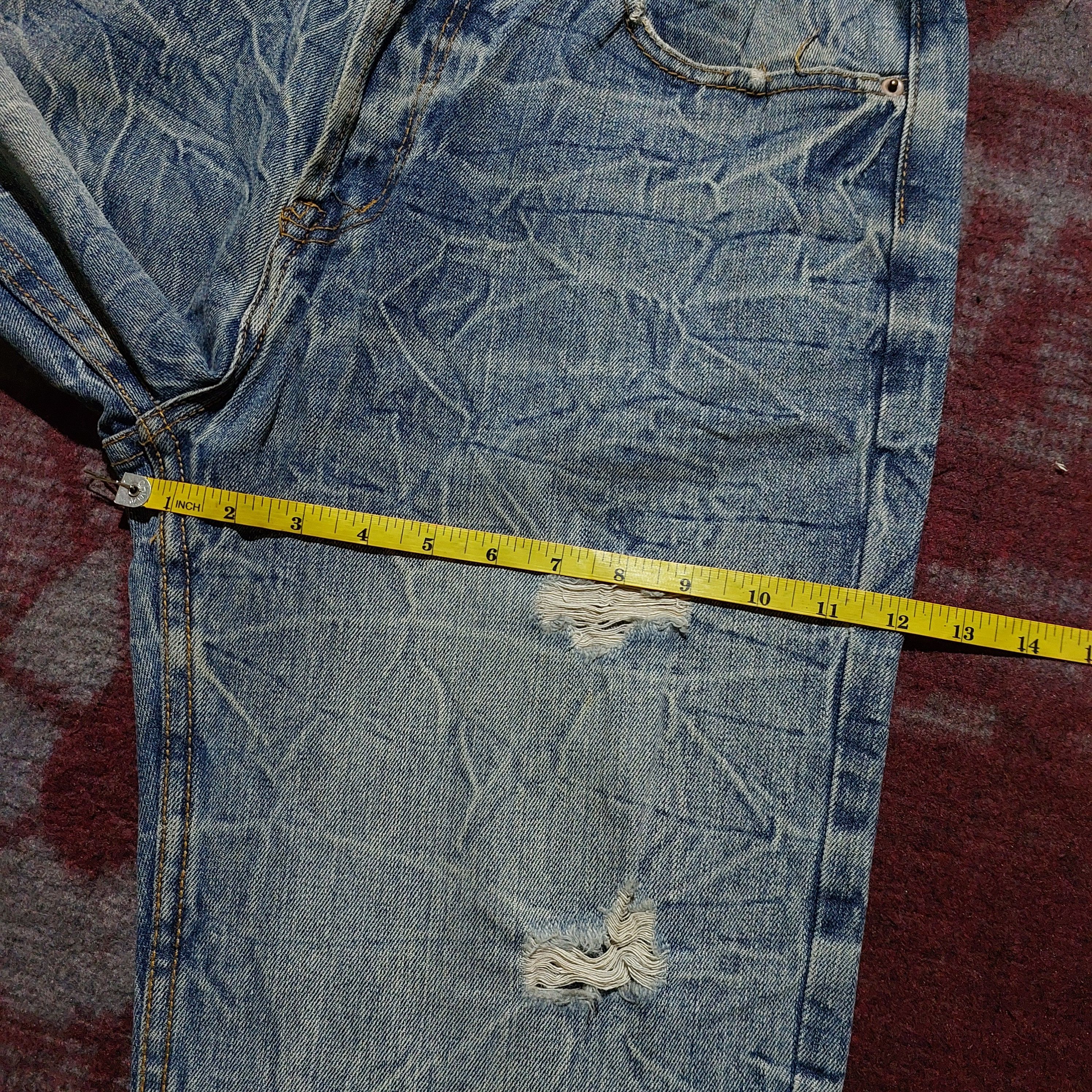 Tornado Mart Edge Rupert feather tendon pattern distressed denim Size US 32 / EU 48 - 13 Thumbnail
