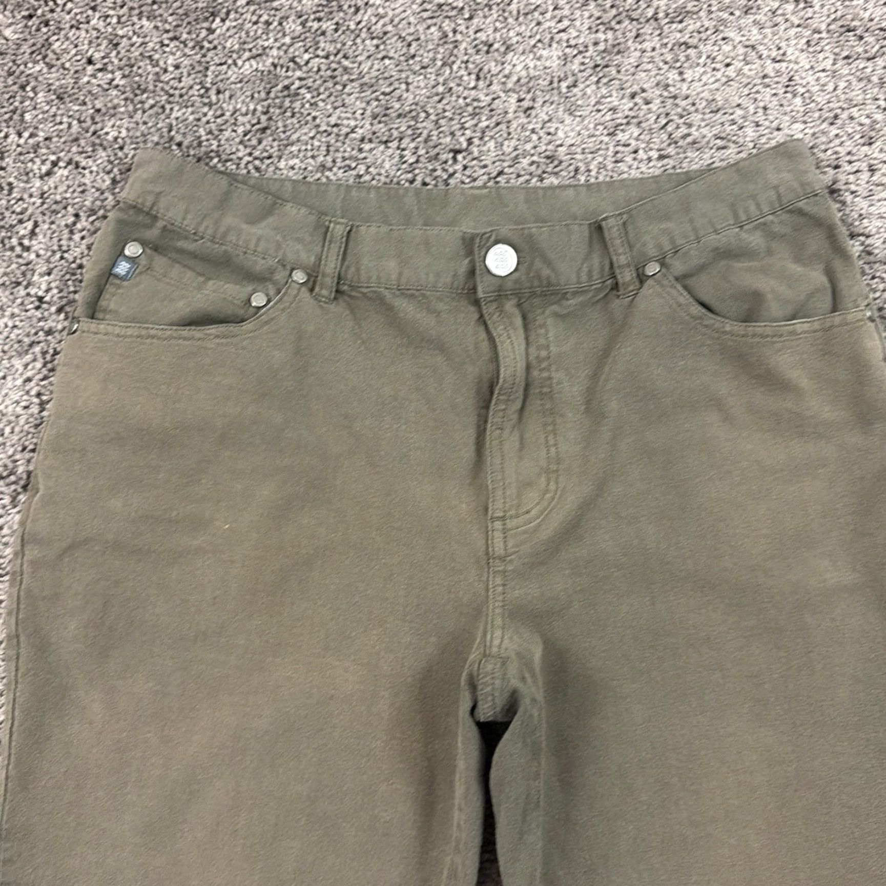 Vintage Free Fly Pants Men 31 Green Chino Cotton Spandex Stretch Mid Rise Straight Size US 31 - 3 Thumbnail