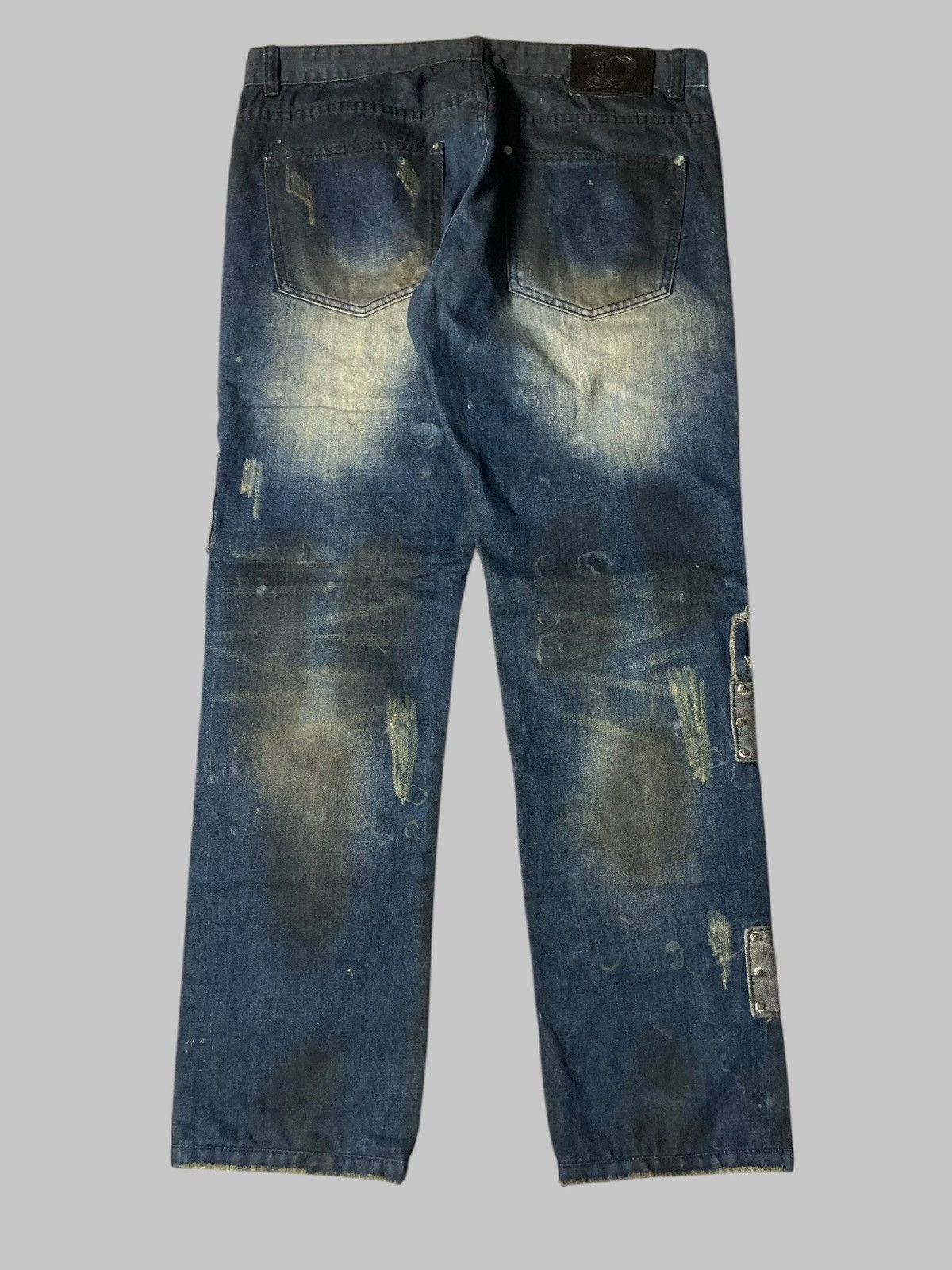 If Six Was Nine × Japanese Brand × Le Grande Bleu (L.G.B.) BIEPA Patchwork Distressed Studded Skull Punk Design Jeans Size US 35 - 2 Thumbnail