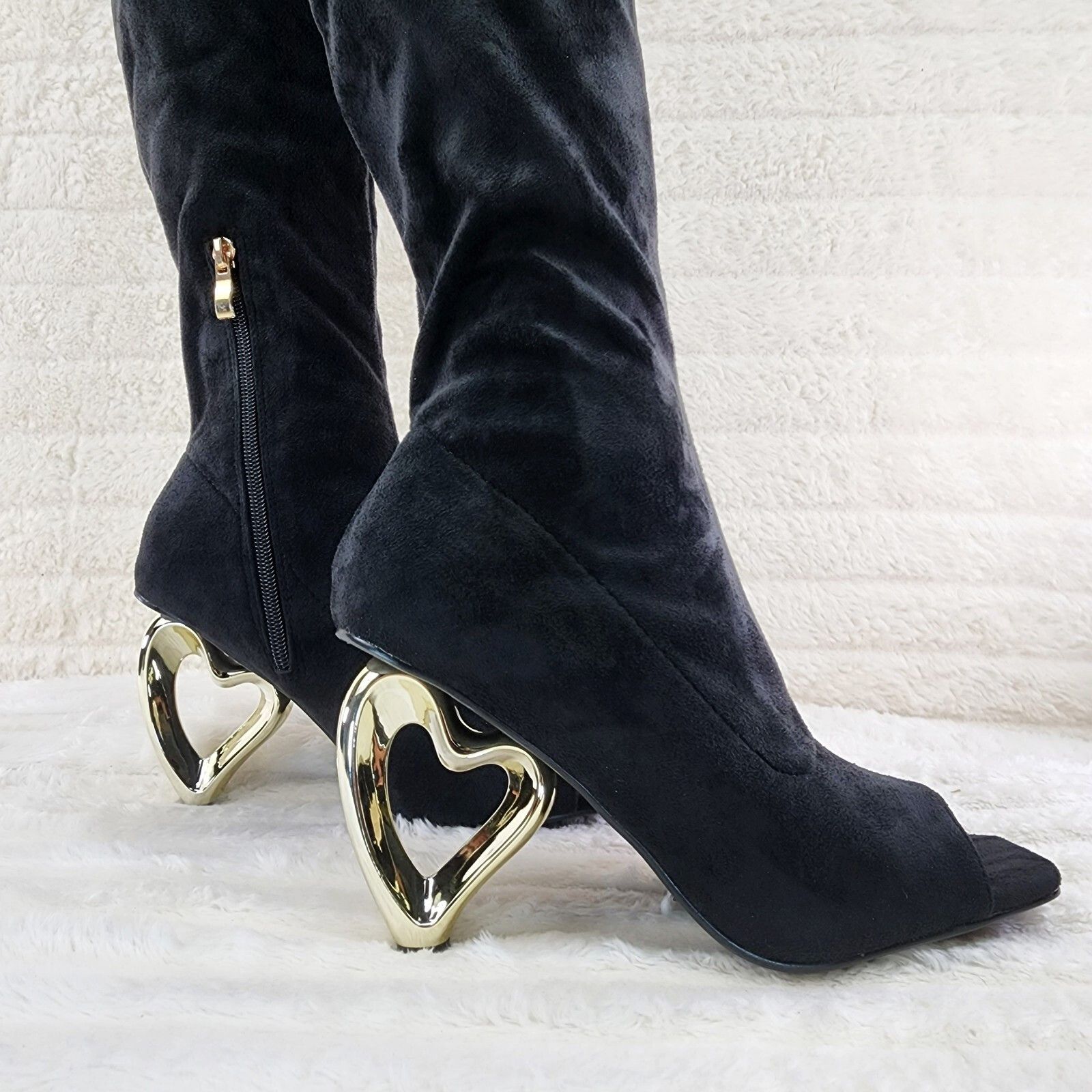 Other Zen Love Colorful Black Stretch FX Suede Over The Knee Boots Size US 8 / IT 38 - 3 Thumbnail