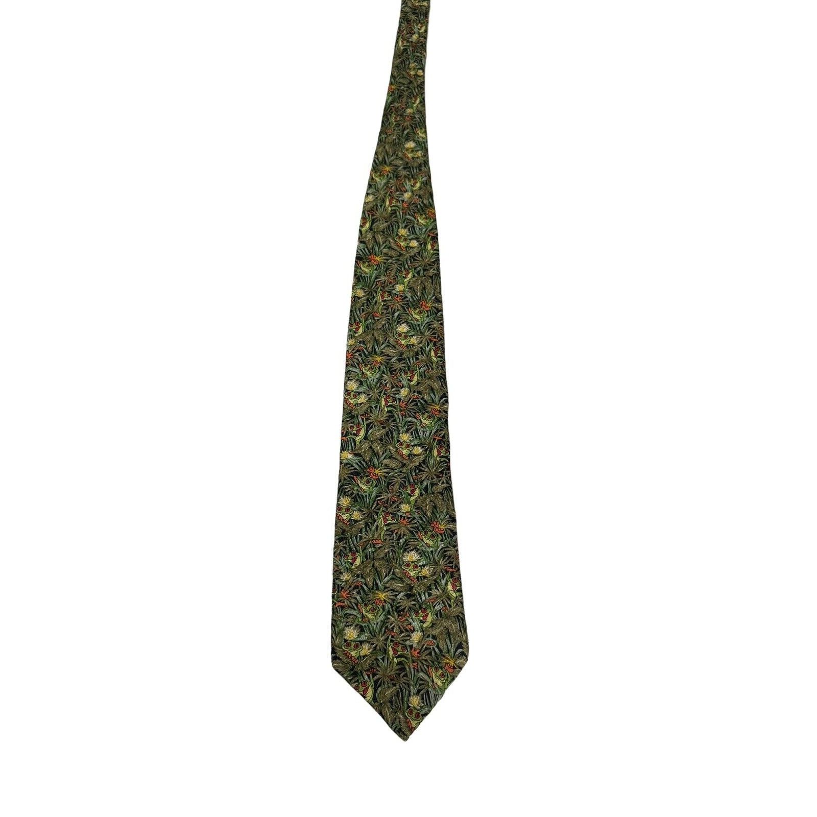 Other Rainforest Cafe Tree Frogs 100% Silk Vintage Necktie Size ONE SIZE - 3 Thumbnail