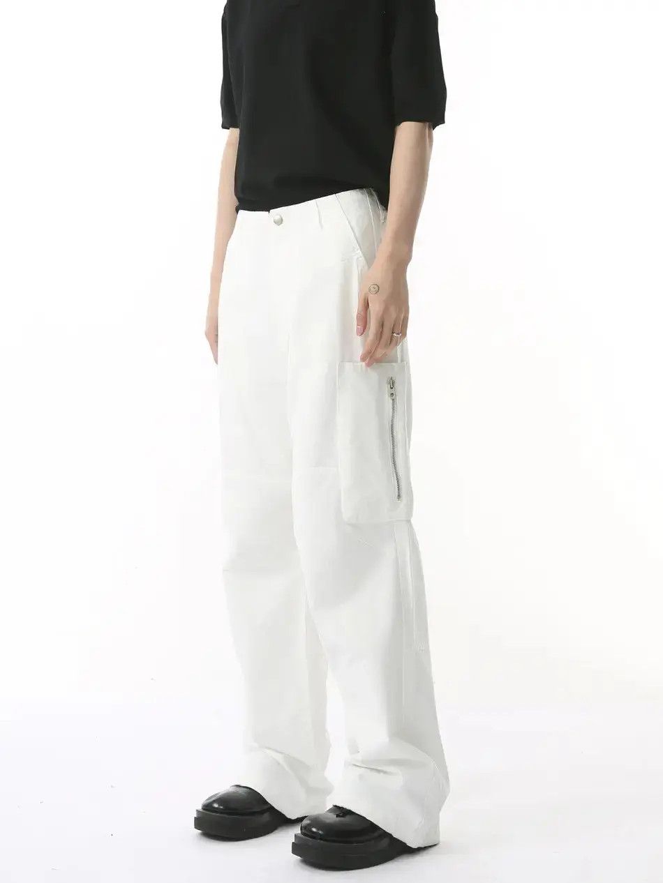 Retro loose patchwork zipper jeans
