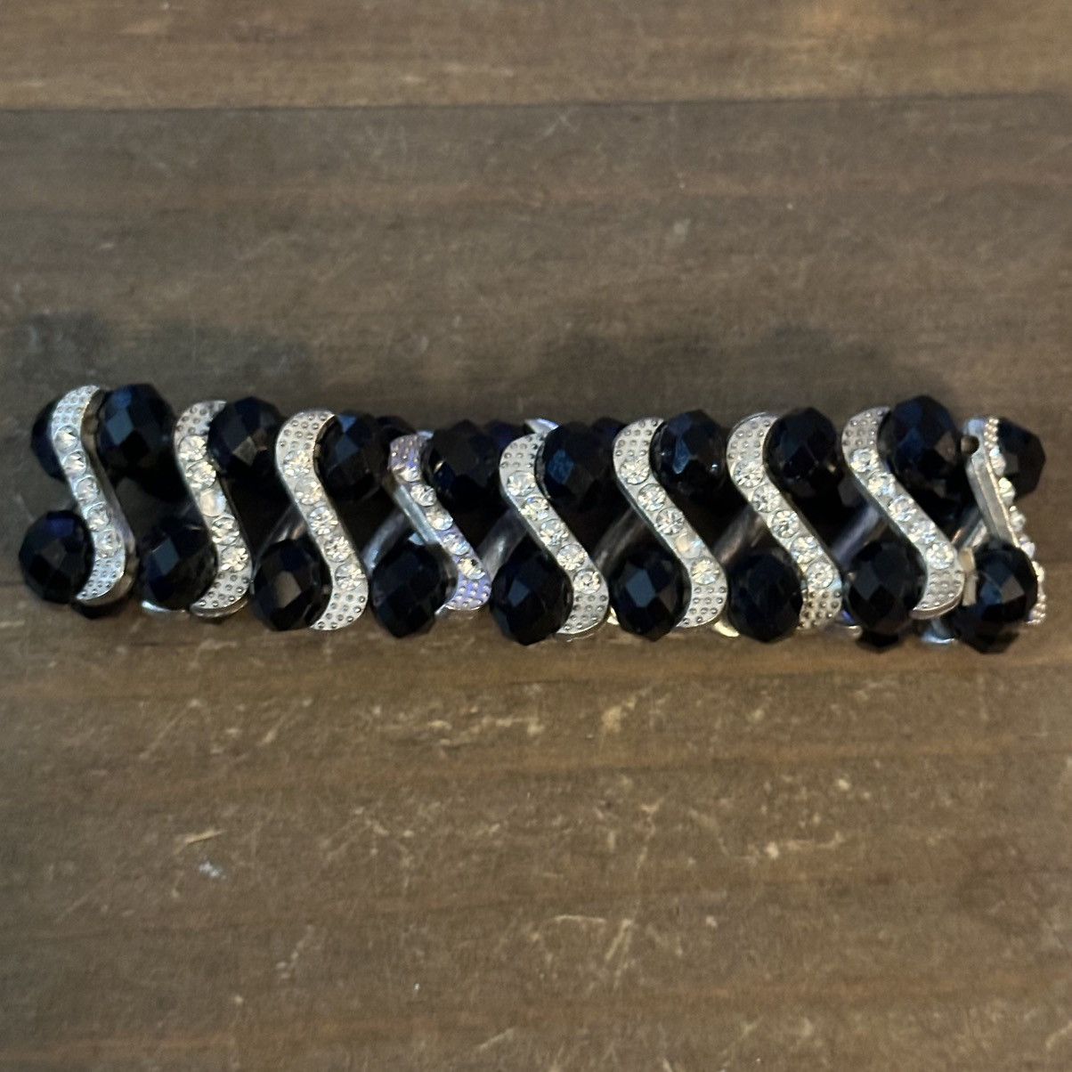 Other Black glass bead and clear rhinestones stretch bracelet Size ONE SIZE - 4 Thumbnail