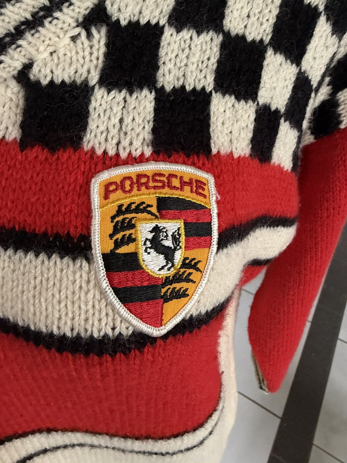 Porsche Design Vintage Porsche Motorsport Wool Knit Jumper – Checkered Flag Size US M / EU 48-50 / 2 - 5 Thumbnail