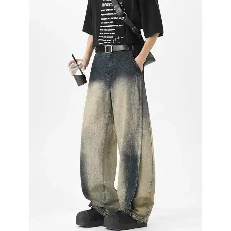 Japanese Brand Retro loose straight leg gradient jeans Size US 32 / EU 48 - 4 Thumbnail
