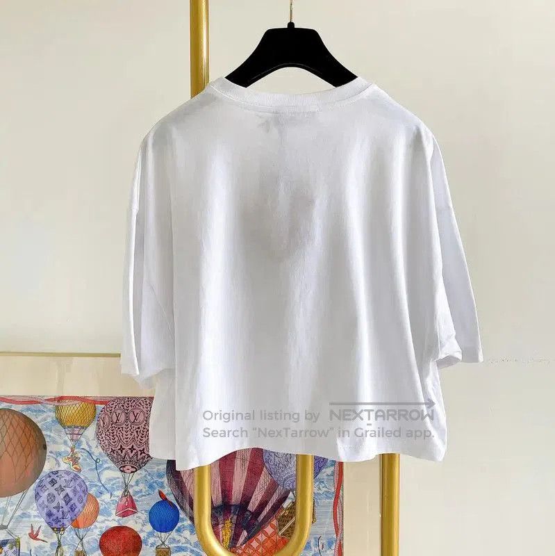 Miu Miu White Summer Short Sleeve Crop T-Shirt .