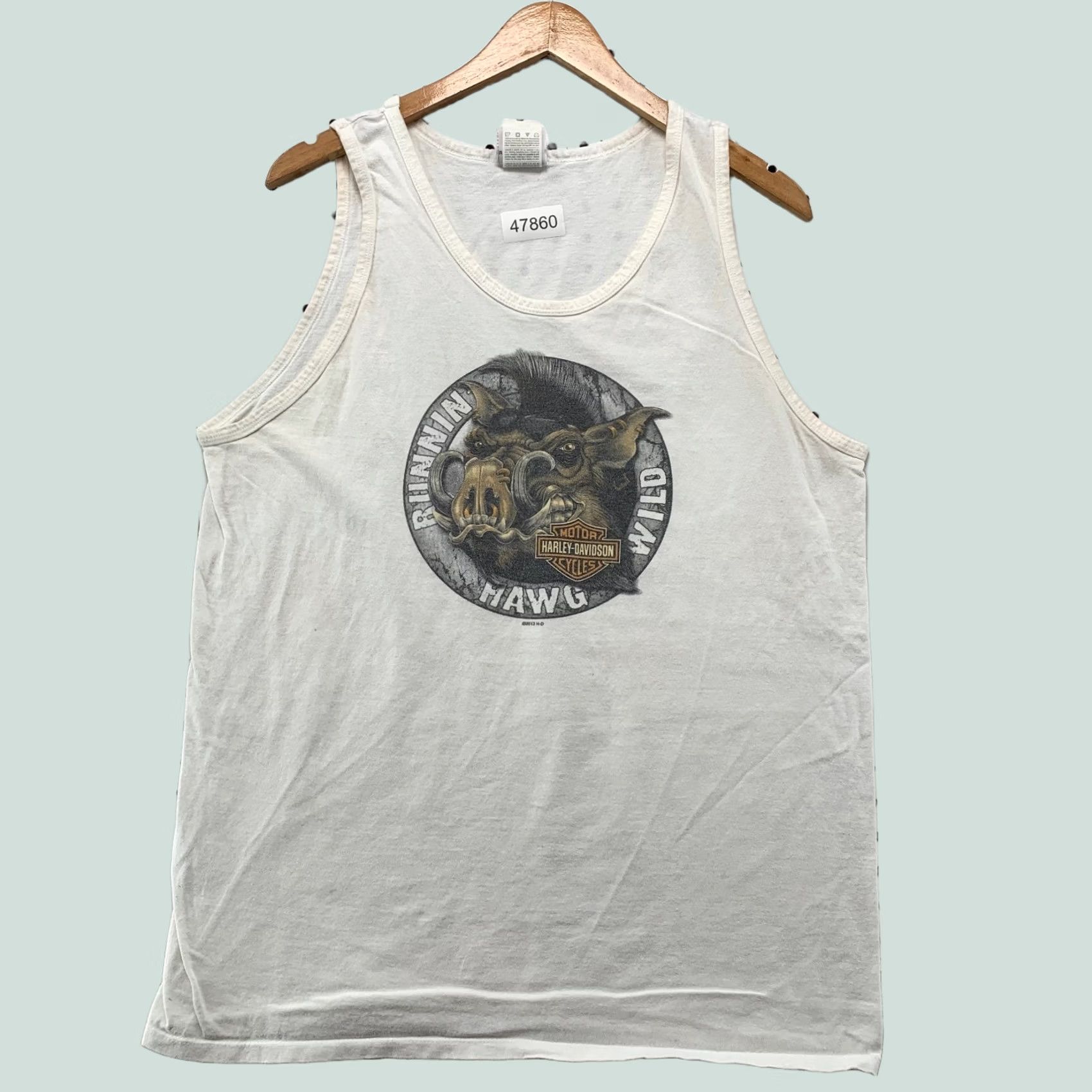Harley Davidson VINTAGE Harley-Davidson Tank Shirt Mens L White HAWG HOG Wild KUAI Hawaii T-Shirt Mens Large White Size US L / EU 52-54 / 3 - 1 Thumbnail