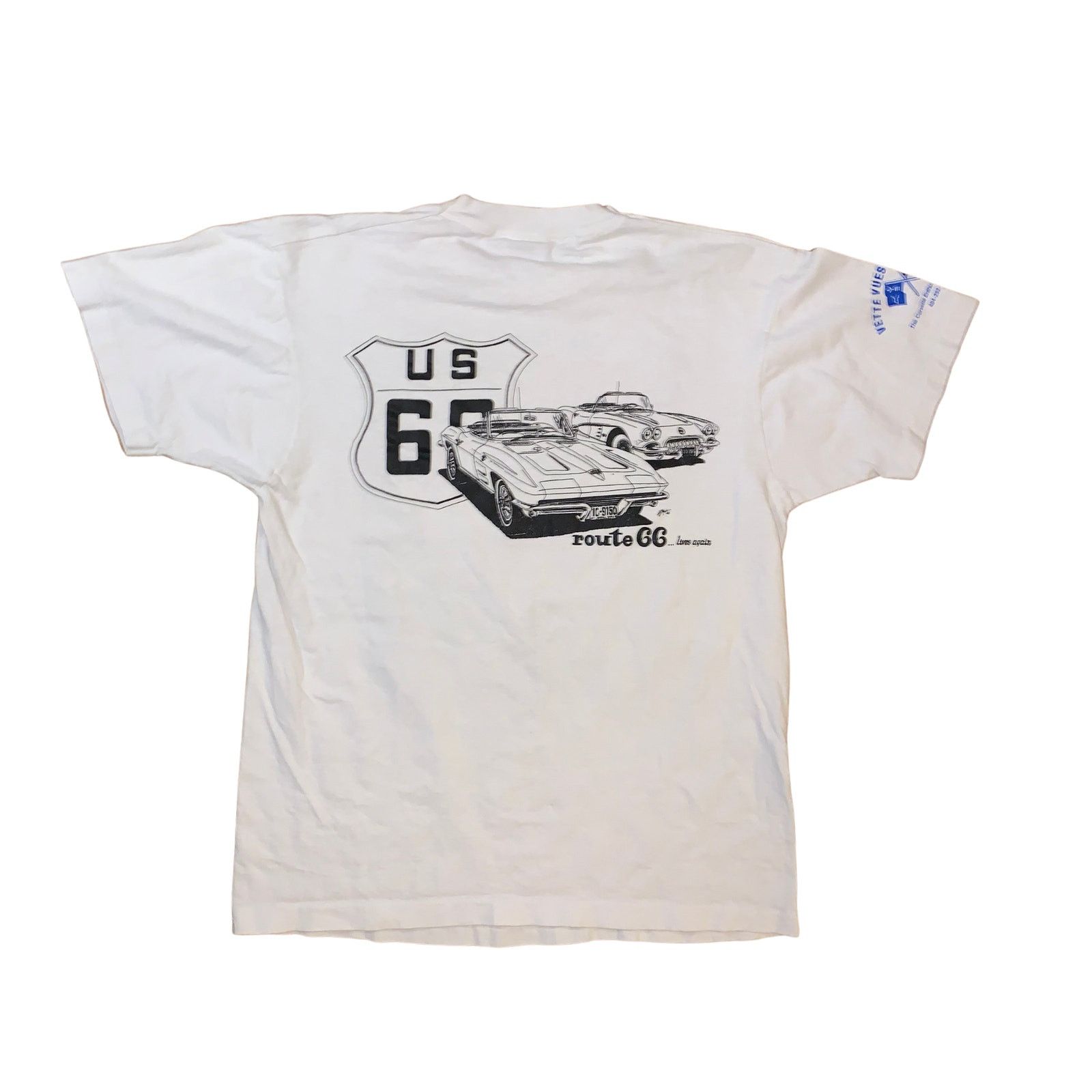 Fruit Of The Loom × Vintage Route 66 Corvette T Shirt Large Vette Vues Triple Print USA Size US M / EU 48-50 / 2 - 2 Thumbnail